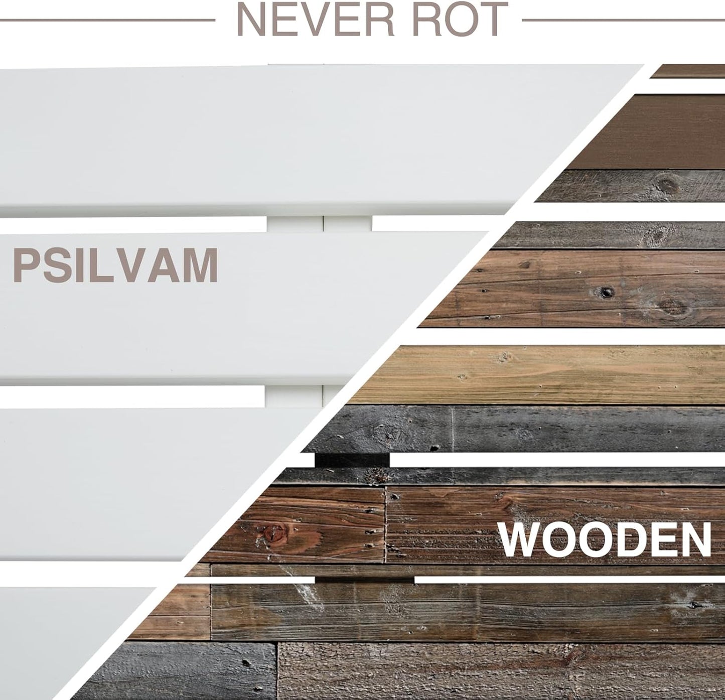 Psilvam Outdoor Bench, Two Person Poly Lumber Porch Bench, Weatherproof Garden Bench That Never Rot and Fade, All-Weather Patio Bench Suit for Garden, Porch, and Park (White)