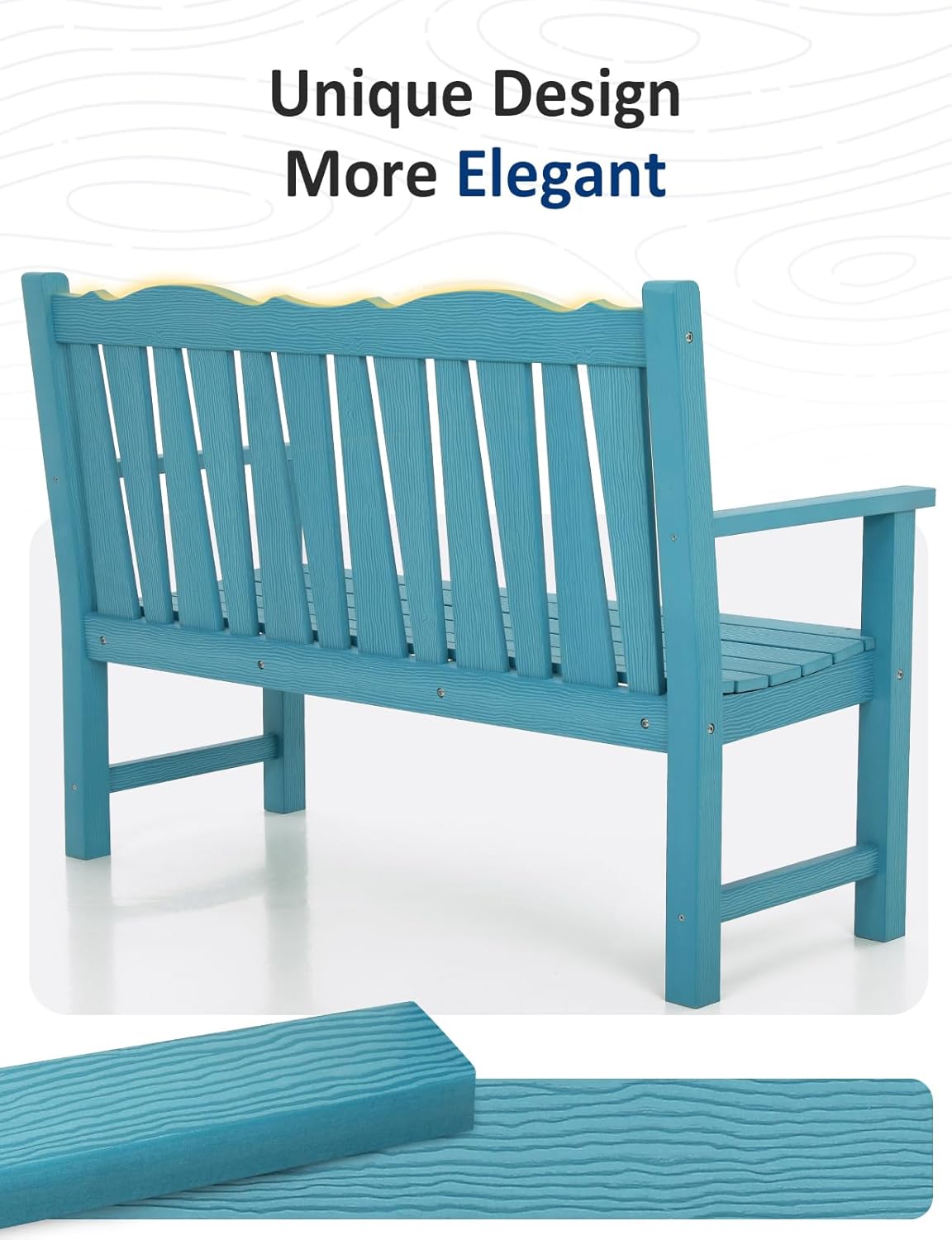 Outdoor Rocking Chairs Set, Weatherproof HIPS Outdoor Furniture, Include 2 Patio Rocking Chairs + Outdoor Bench, Suit for Garden, Porch, Lawn & Backyard(Lake Blue)