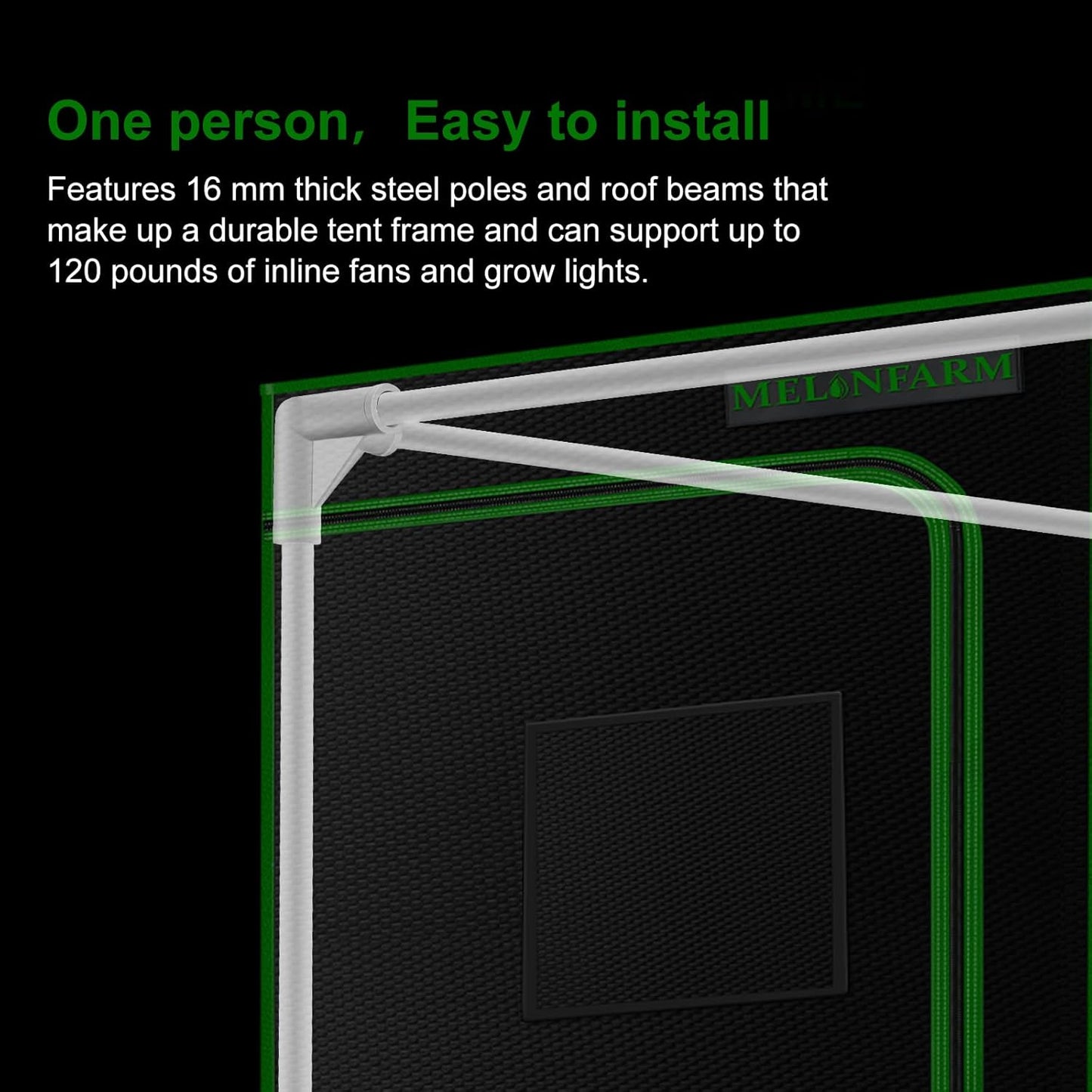 MELONFARM 4x2 Grow Tent, 48"x24"x60'' High Reflective 600D Diamond Mylar Canvas with Observation Window and Floor Tray for Hydroponic Indoor Plant Growing