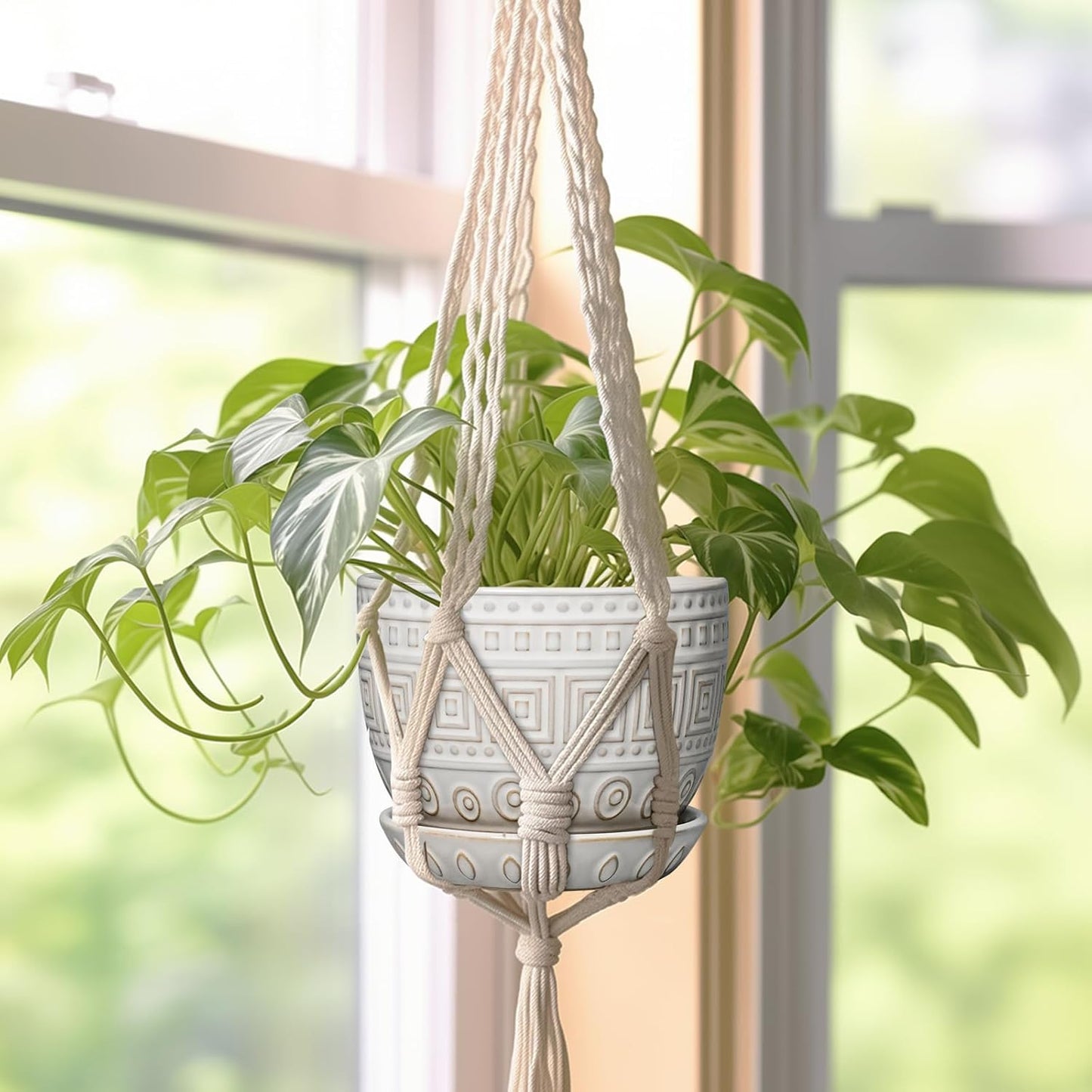 G EPGardening Ceramic Pots for Plants - 5 Inch Plant Pot Indoor with Drainage Hole and Saucer, Outdoor Flower Pot, Decorative Round Planter for Succulent Orchid Snake Plants, White