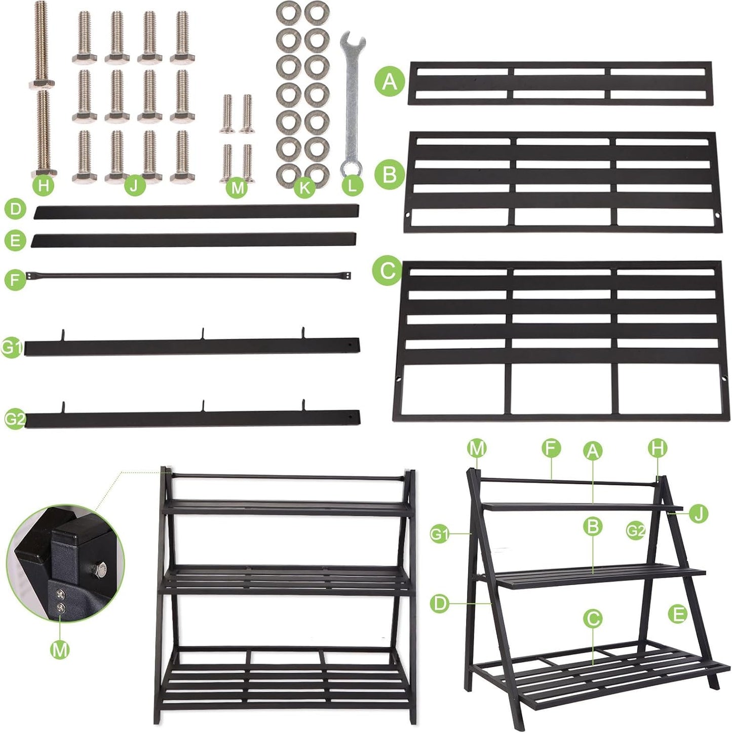 Aluminum Plants Shelf Outdoor, Multiple Flower Holder Rack, Metal Plant Stands Home Decor for Balcony Living Room Patio Garden (3-Tier)