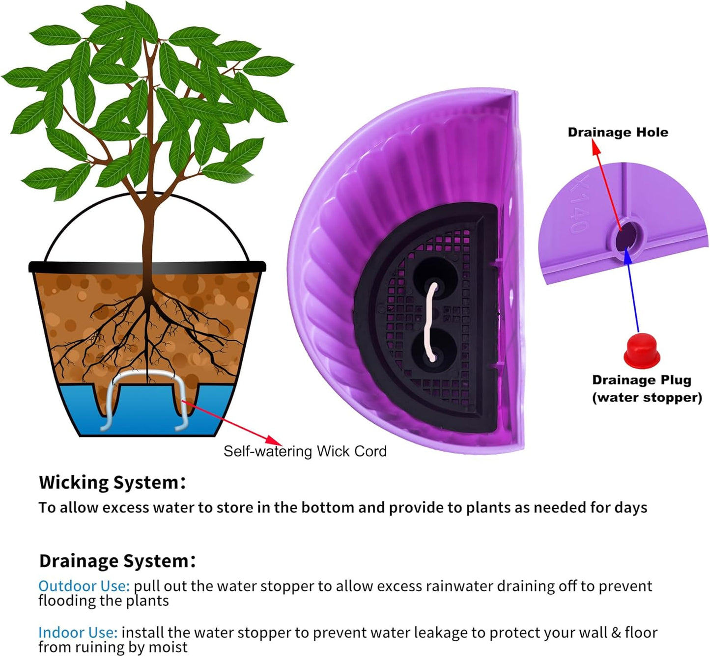 ORIMERC 6 Pack Colorful Wall Hanging Planters for Indoor Outdoor Plants, Hanging Plant Holder with Drainage Hole, Fence Balcony Planters Railing Hanging Pot, Plant Wall Mount Decor with Hooks/Screws