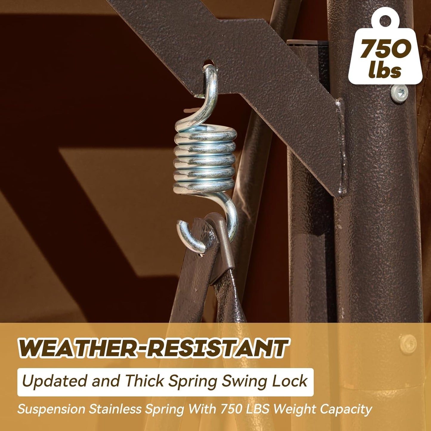 3 in 1 Patio Swing with Adjustable Canopy for Adults, 3 Seat Outdoor Swing with Thickened Cushions,Pillows & Cup Holders for Backyard, Porch, Garden (Brown)