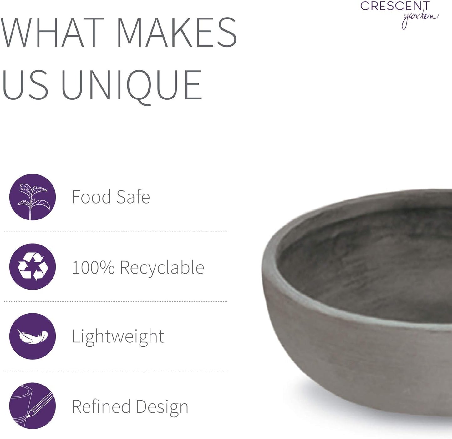 Crescent Garden Orinoco Planter Bowl – Double-Walled Resin Pot for Succulents, Flowers Without Drain Hole - 21" W x 8.25" H (Weathered Concrete)