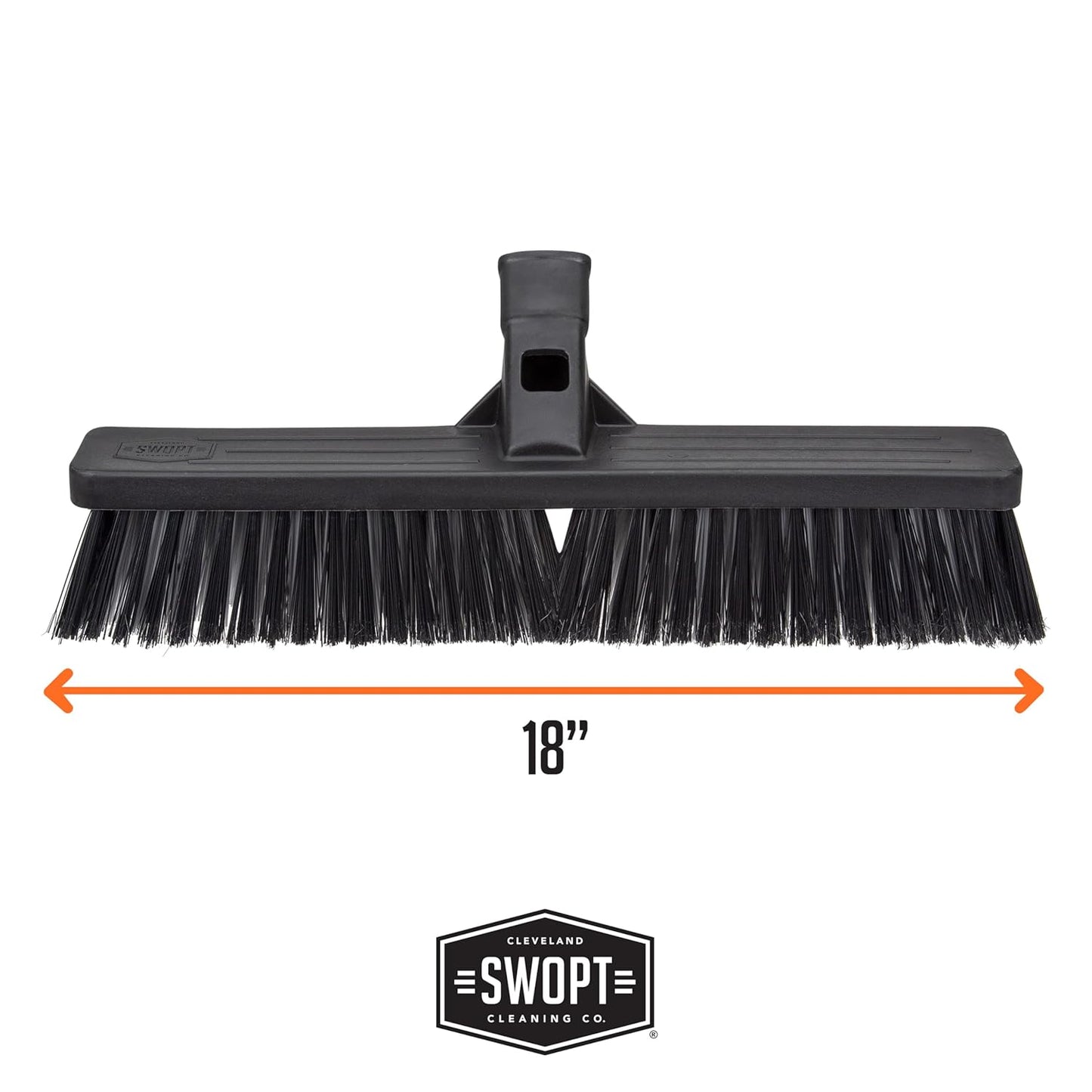 SWOPT 18” Standard Multi-Surface Push Broom Head — Indoor and Outdoor Push Broom — Cleaning Head Interchangeable with All SWOPT Cleaning Products for More Efficient Cleaning and Storage