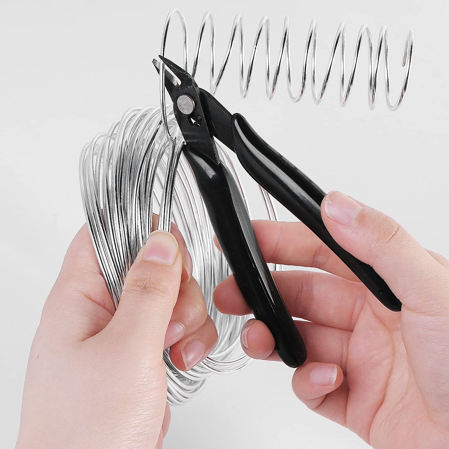 Sanlykate Bonsai Wire Tool Kit with Cutter, 3 Roll Tree Training Wires 98 Feet Total, 1.0mm, 1.5mm, 2.0mm Anodized Aluminum Wire Set, Hold Plant Branches Trunks - Silver