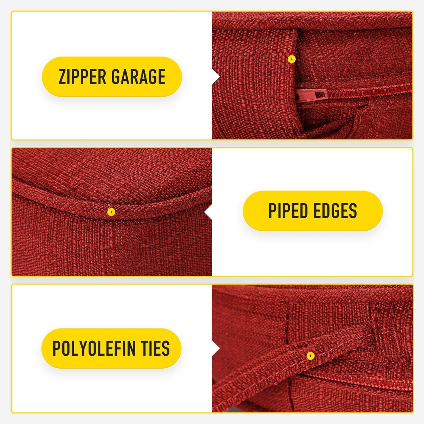 SUNROX Gel Memory Foam Chair Cushions, FadeShield Water-, Stain-Resistant Durable Reversible Seat Cushion Pads with Ties for Indoor/Outdoor Kitchen Dining Office, 19"x19", Set of 4, Burgundy