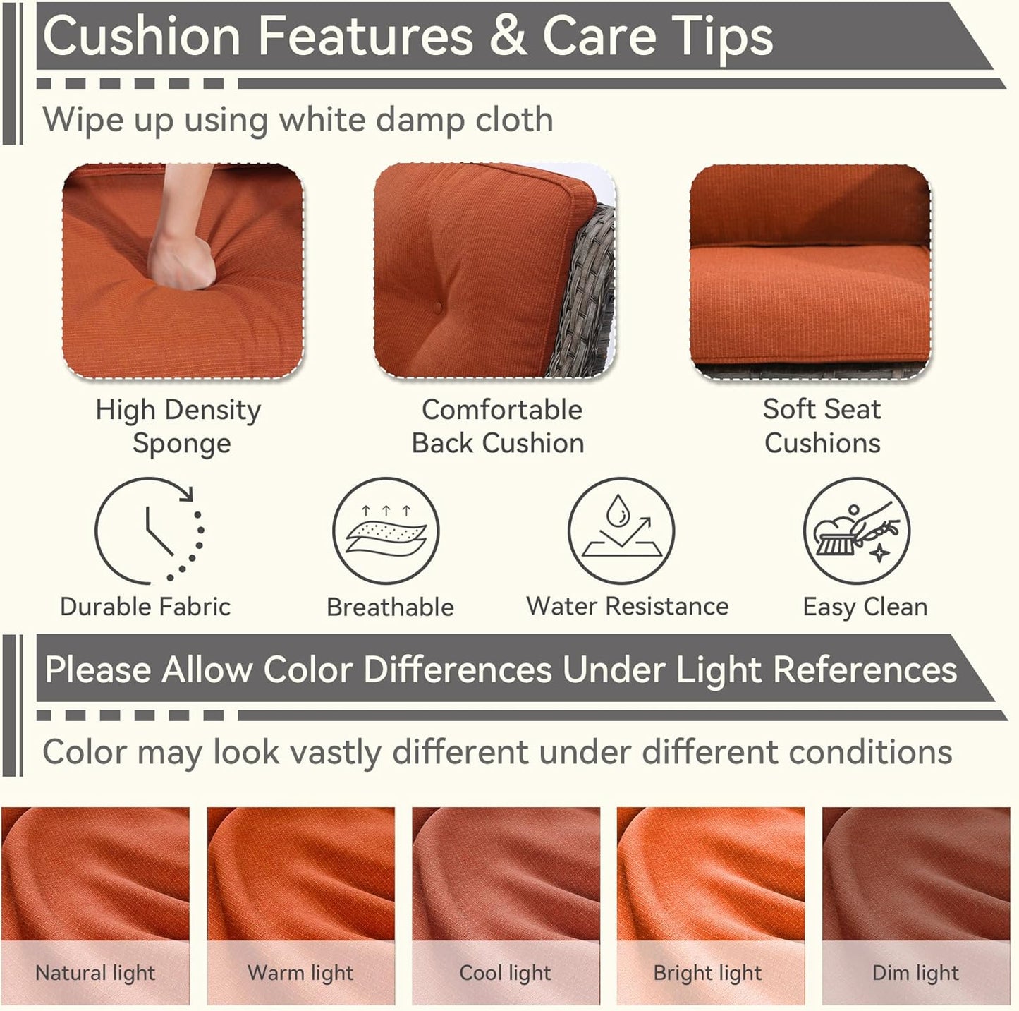 2 Pieces Outdoor Swivel Rocker Patio Chairs Set - Outdoor Wicker Patio Conversation Sets with 1 Side Table, Olefin Fabric Cushions Suitable for Backyard Deck and Porch, Orange