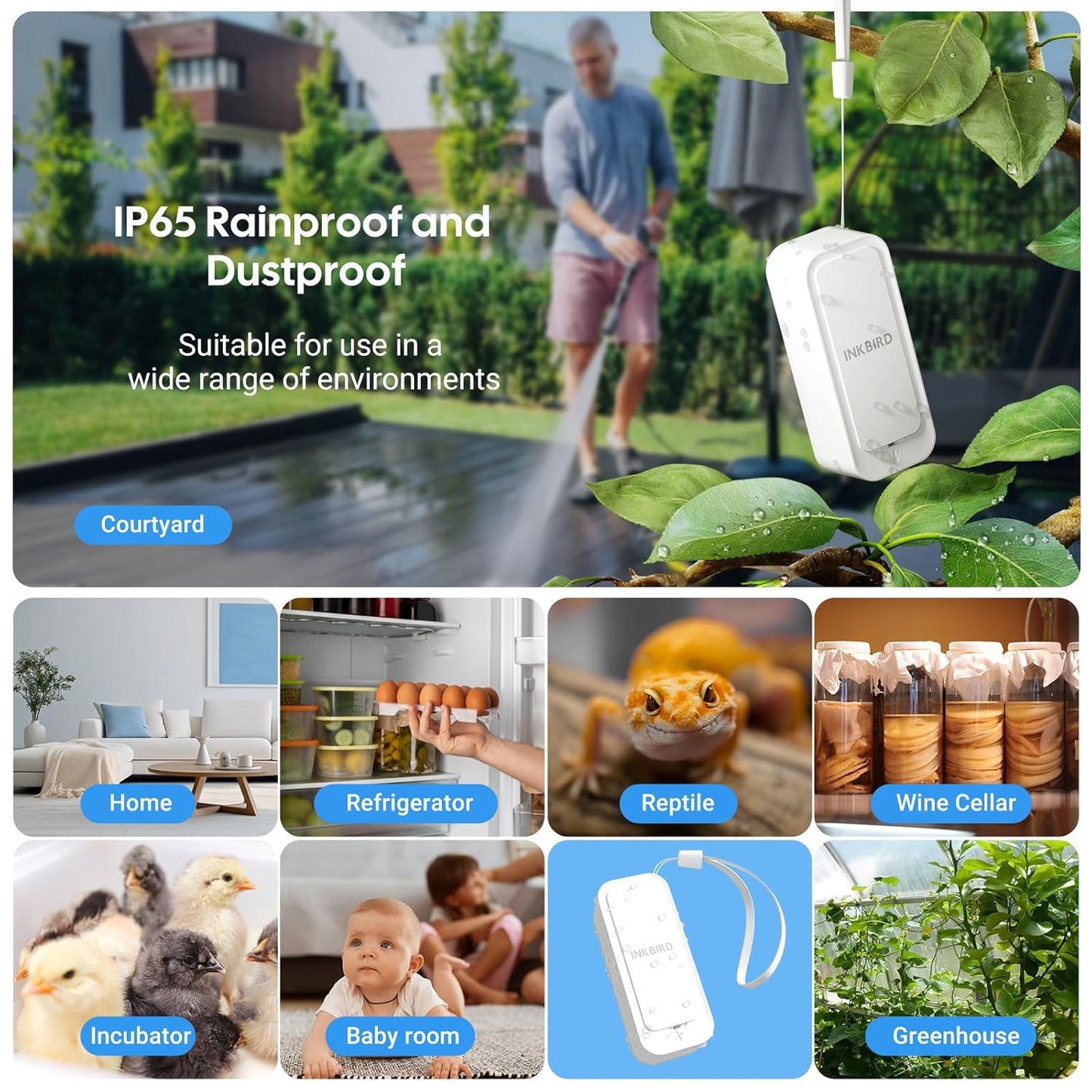 WiFi Hygrometer Thermometer with Swiss Sensor 3 Pack, Bluetooth 5.0 Dual Mode, 300-Day Data Storage, 9-Month Battery, IP65 Waterproof for Home, Greenhouse, Reptile Tank