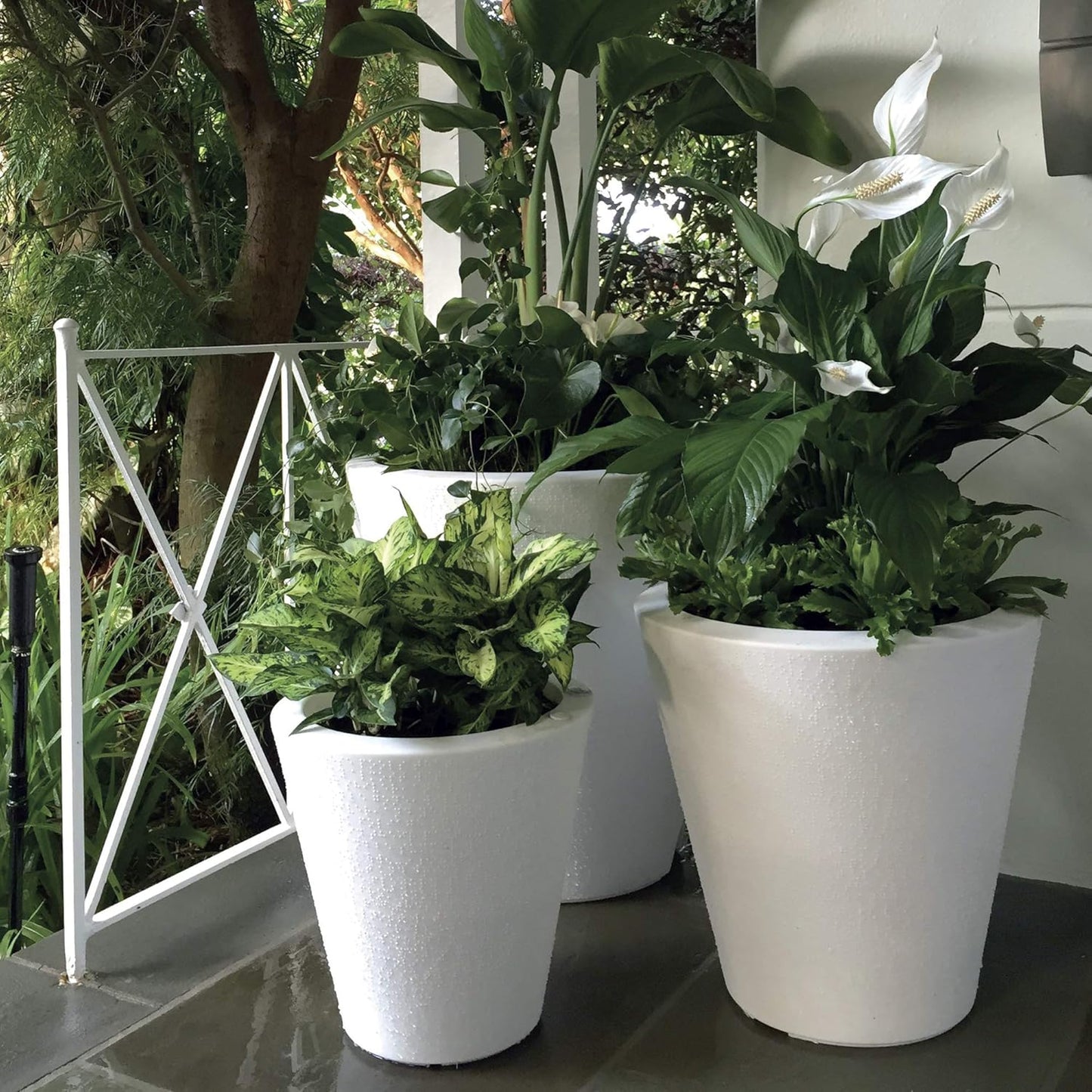 Crescent Garden Dot TruDrop Indoor/Outdoor Planter, Self-Watering Plant Pot, 20 Inches, (Slate)