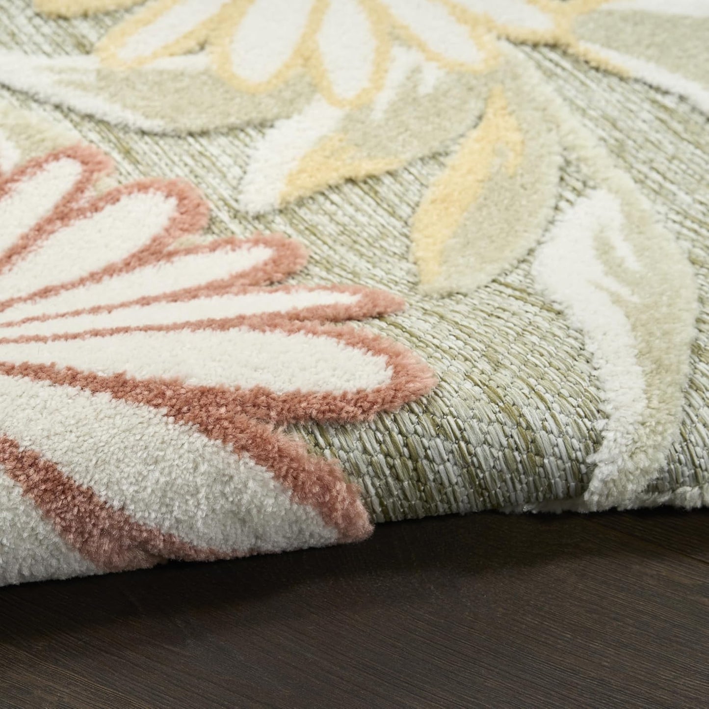 Nourison Aloha Sage Rose 2'8" x 4' Area Rug - Easy Clean, Non Shedding, Bed Room, Living Room, Dining Room, Kitchen (3' x 4')