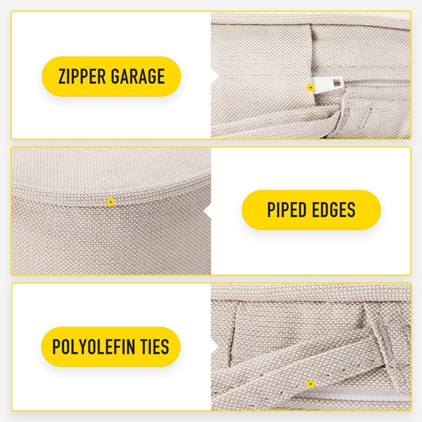 SUNROX Gel Memory Foam Chair Cushions, FadeShield Water-, Stain-Resistant Durable Reversible Seat Cushion Pads with Ties for Indoor/Outdoor Kitchen Dining Office 17"x16" Set of 2, Cream