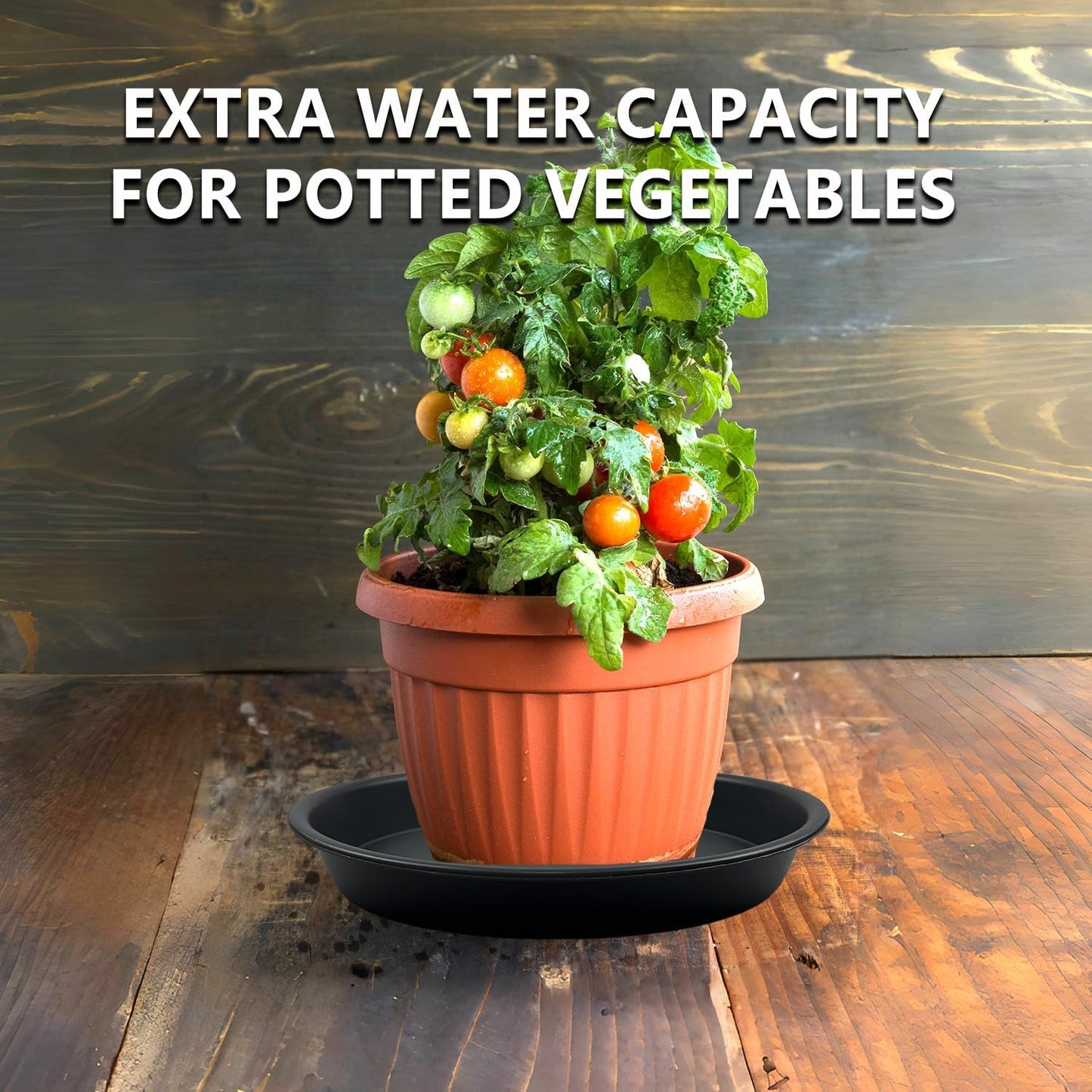 6 Pack 12-Inch Black Plant Saucer Trays, Thick PP Plastic Planter Bases for Large Pots, Strong Flower Pot Water Catcher Plates & Heavy Duty Drip Trays for Patio and Indoor Use