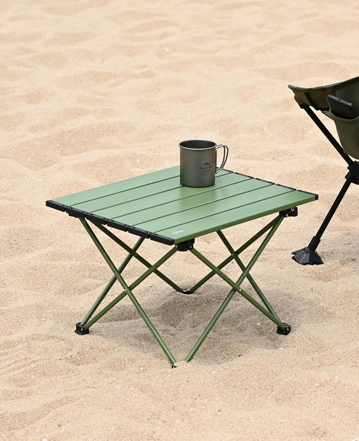 iClimb Ultralight Compact Camping Folding Table with Carry Bag (Green - S)