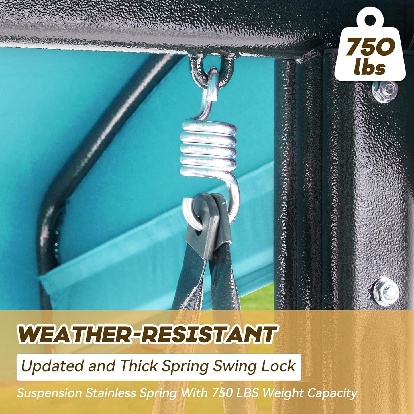 3 in 1 Outdoor Porch Swing with Adjustable Canopy, 3 Seat Outdoor Swing for Adults, Patio Swing Chair with Thickened Cushions,Pillows & Cup Holders for Backyard, Porch, Garden (Turquoise)