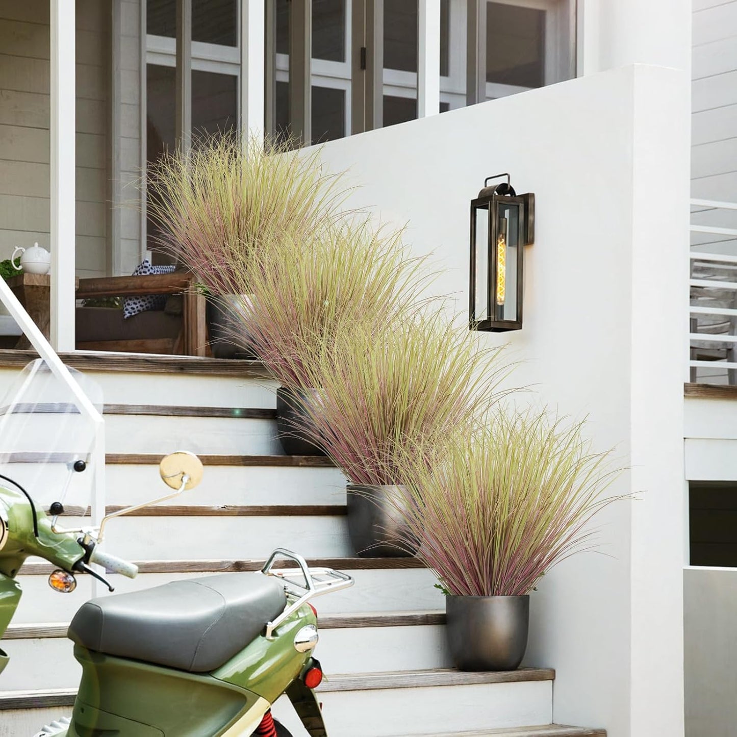 12Pcs Artificial Grass Plants, Faux Shrubs Wheat Grass, Artificial Tall Grass Fake Plants for Outdoor Decor,Artificial Greenery Stems Weed for Room Indoor Home Decor(Light Purple)