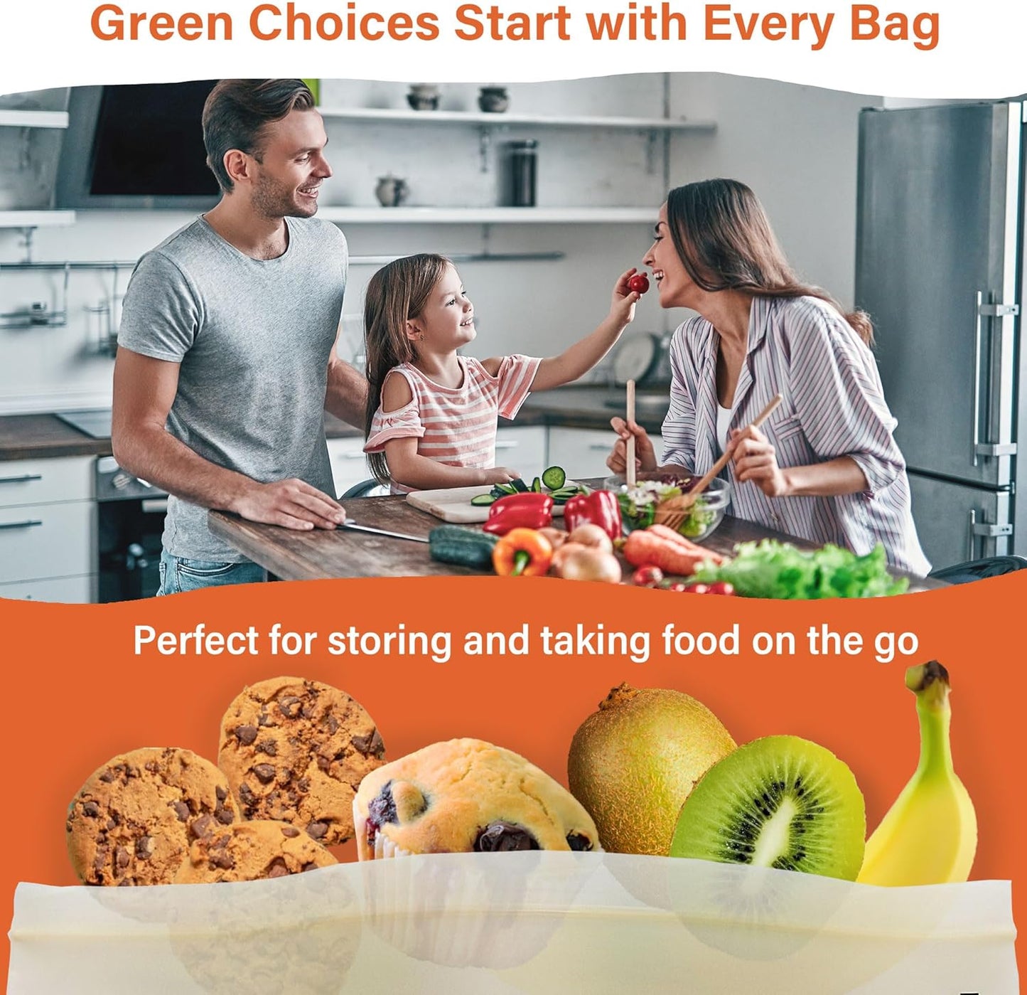 Compostable Food Storage Bags 110 Count, Extra Thick and Reusable, Eco-Friendly, Certified US BPI ASTM D6400 Europe OK Compost, Variety Pack for 50 Sandwich, 30 Quart, 30 Gallon