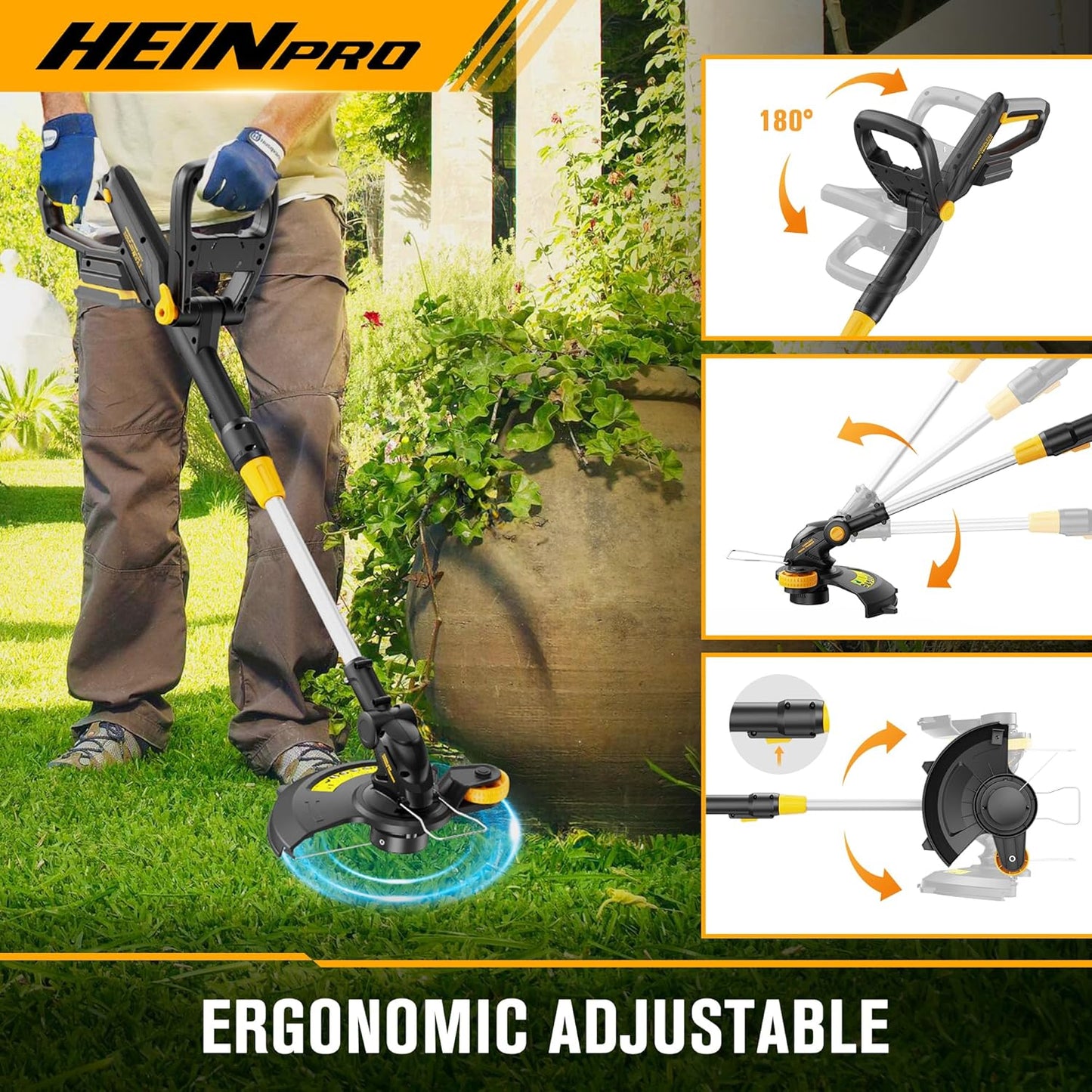 Cordless String Trimmer Compatible with Dewalt 20V Battery, 12-Inch Weed Wacker Cordless Auto Line Feed,Electric Weed Eater Battery Powered Grass Trimmer w/6 Line Spools(Tool Only)