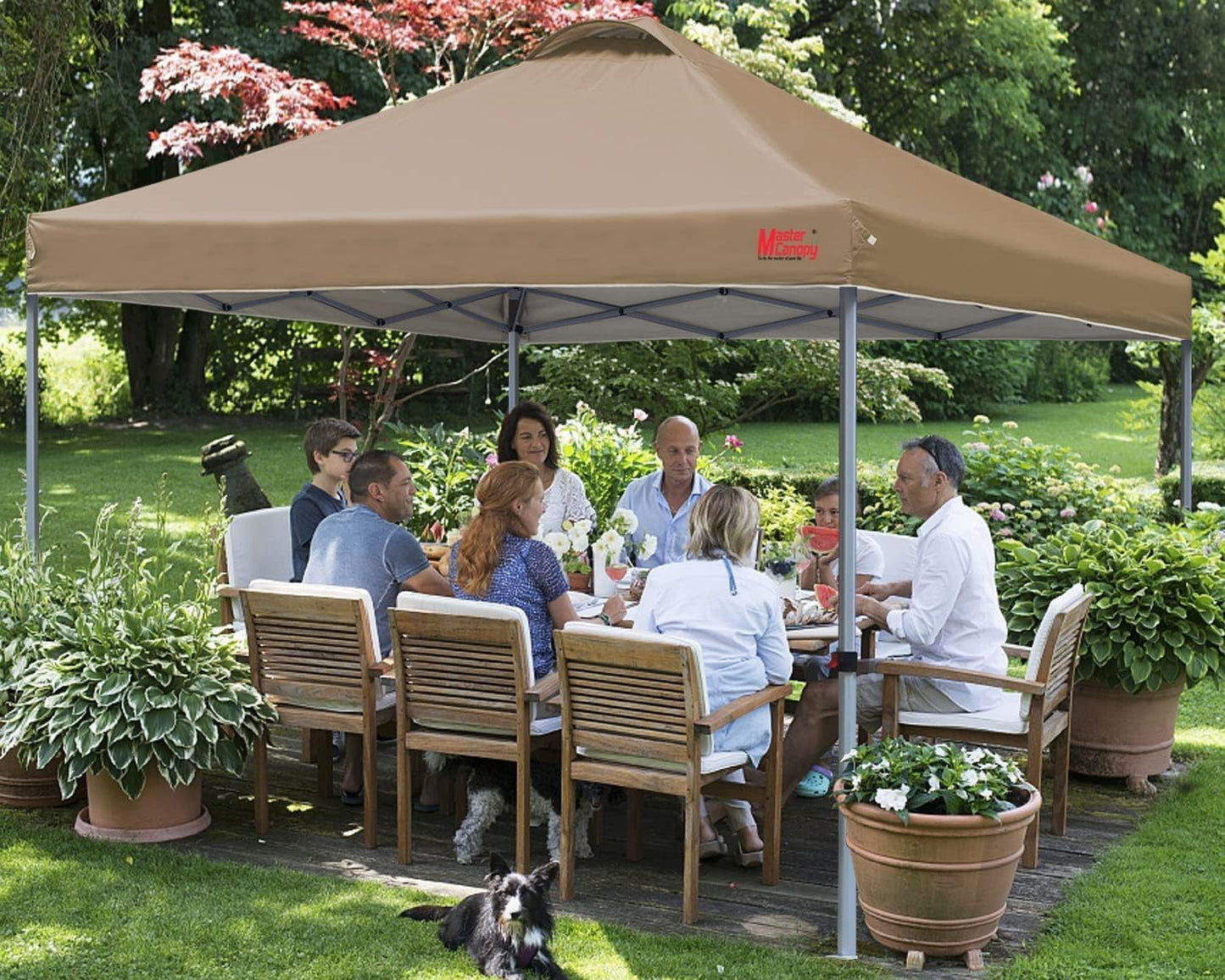 MASTERCANOPY Durable Pop-up Canopy Tent with Roller Bag (12x12, Khaki)
