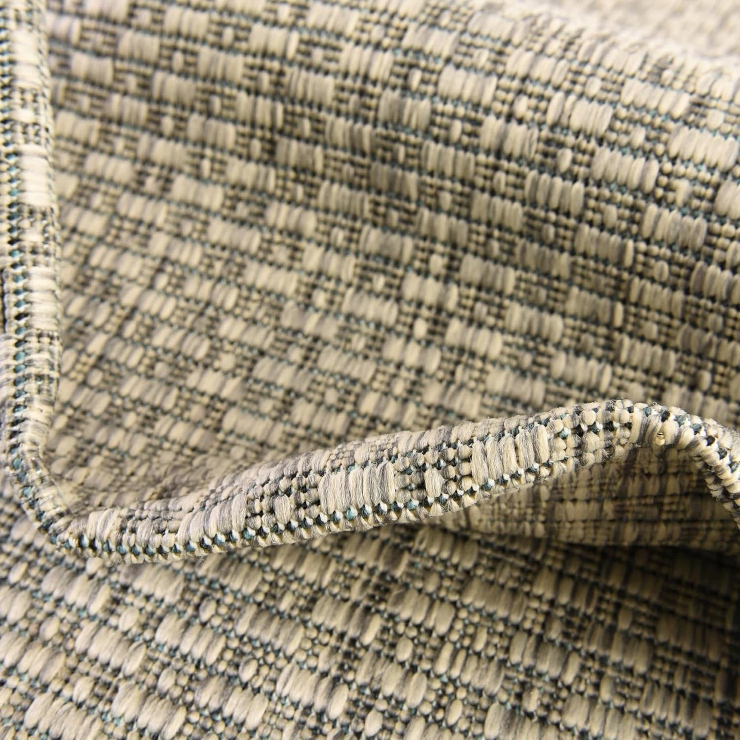 Unique Loom Collection Casual Transitional Solid Heathered Indoor/Outdoor Flatweave Area Rug (5' 1" Octagon, Light Gray/Ivory)