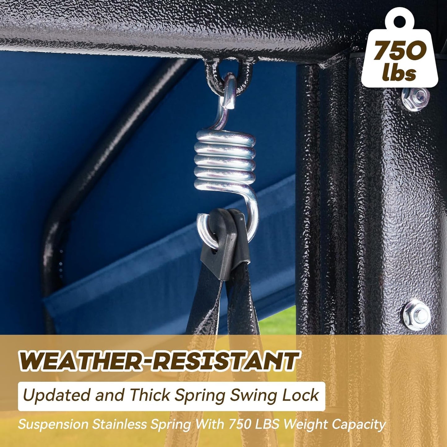 3 in 1 Outdoor Porch Swing with Adjustable Canopy, 3 Seat Outdoor Swing for Adults, Patio Swing Chair with Thickened Cushions,Pillows & Cup Holders for Backyard, Porch, Garden (Blue)