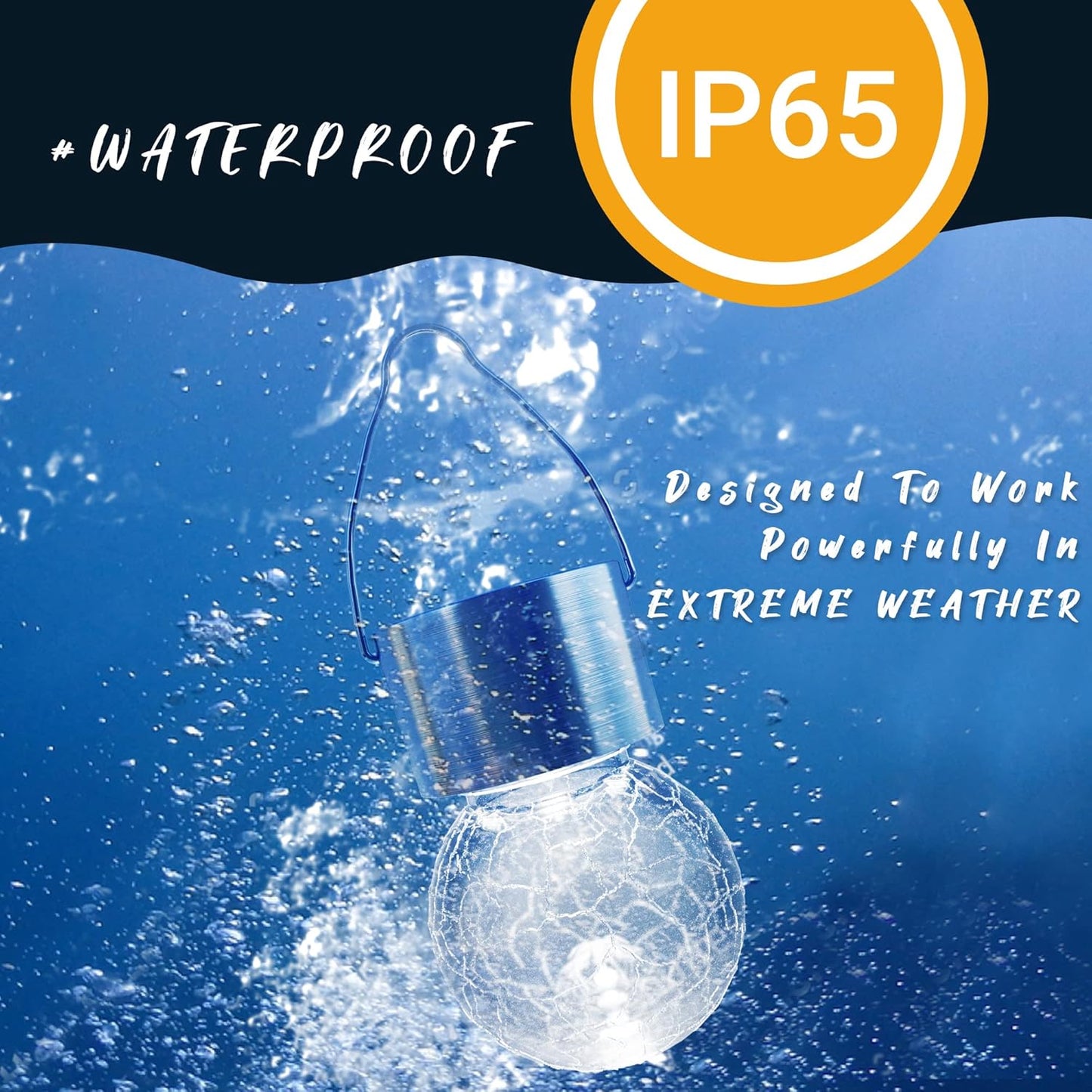 GIGALUMI 16 Pack Solar Outdoor Lights - Hanging Lights for Christmas Decoration - Cracked Glass, Waterproof for Garden, Yard, Fence, Tree (Cold White)