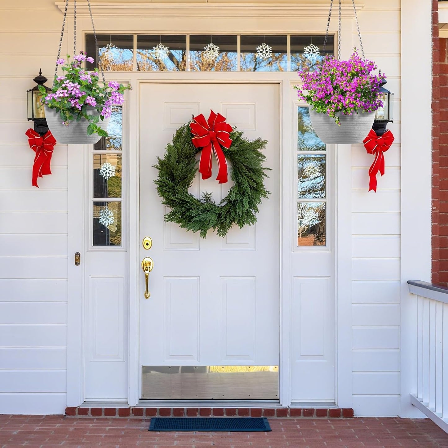 Hanging Planters for Indoor Outdoor Plants, Set of 2 Self Watering Hanging Pots with Drainage Hole & Plug and 20" Chain & Hooks