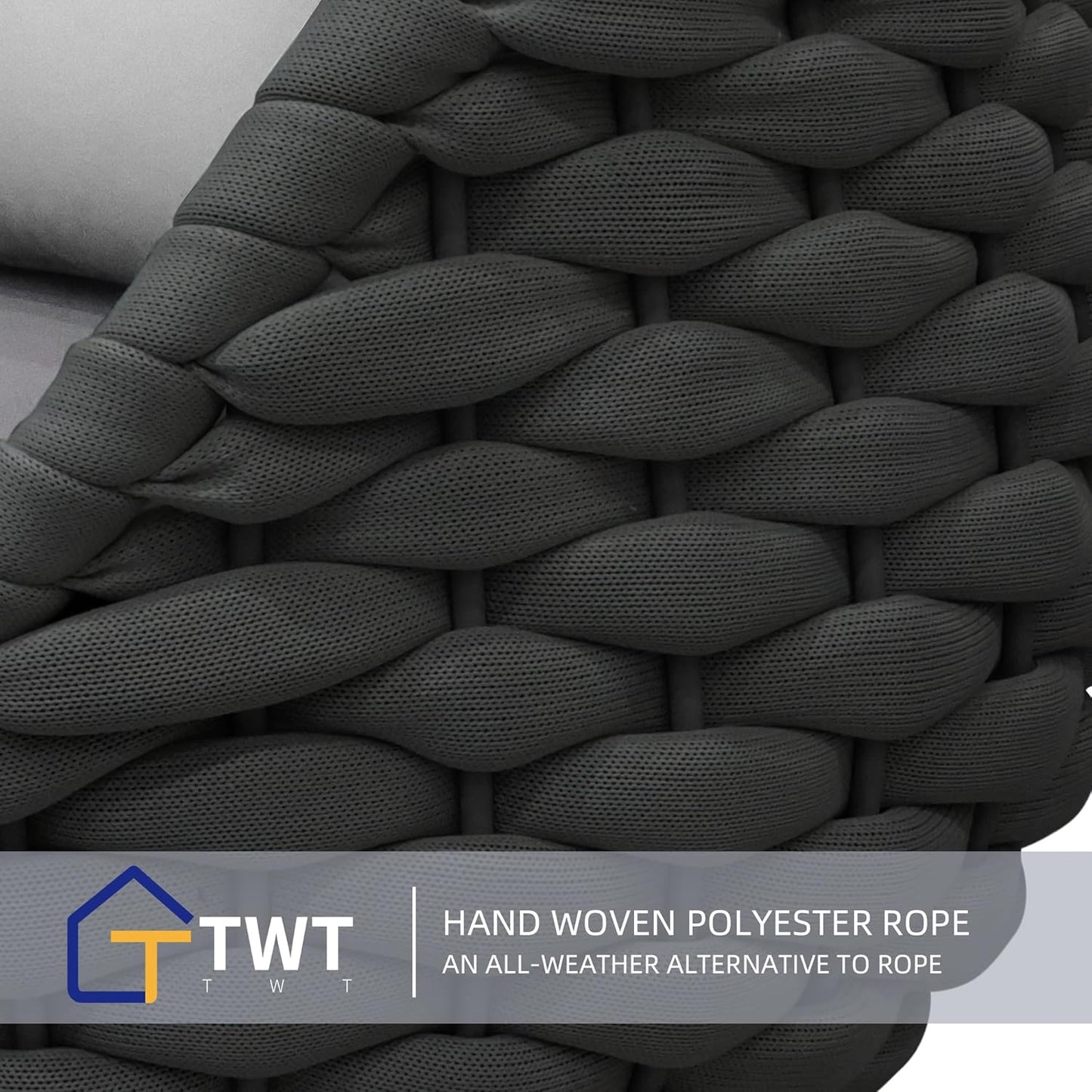 TWT Sunroom All-Weather Polyester Rope Balcony Furniture with Cushions & Pillows, Patio Sofa Couch for Outdoor, Patio, Balcony, Backyard, Deck, Poolside