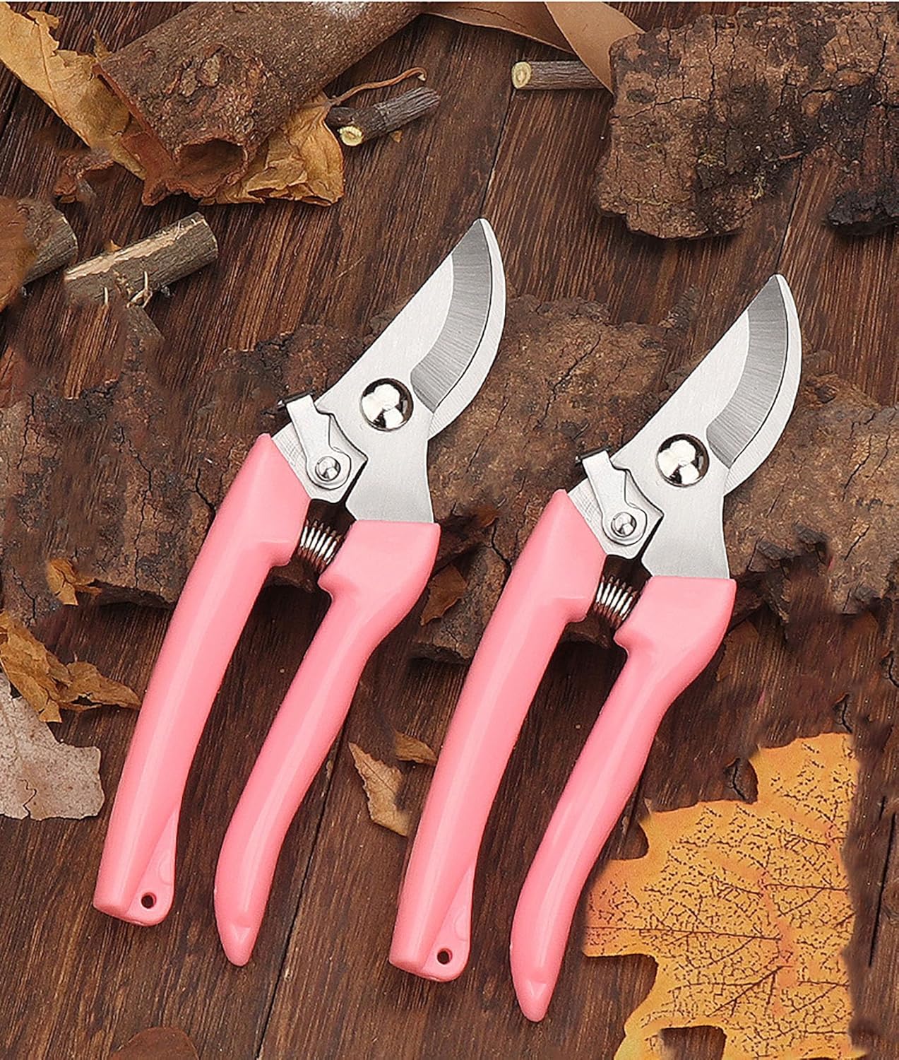 Garden Flower Shears Pruning Shears 6.9 inches Scissors Heavy Duty Plant Scissors for Cutting Flowers, Trimming Plants, Bonsai, Fruits Picking (Pink Handle)