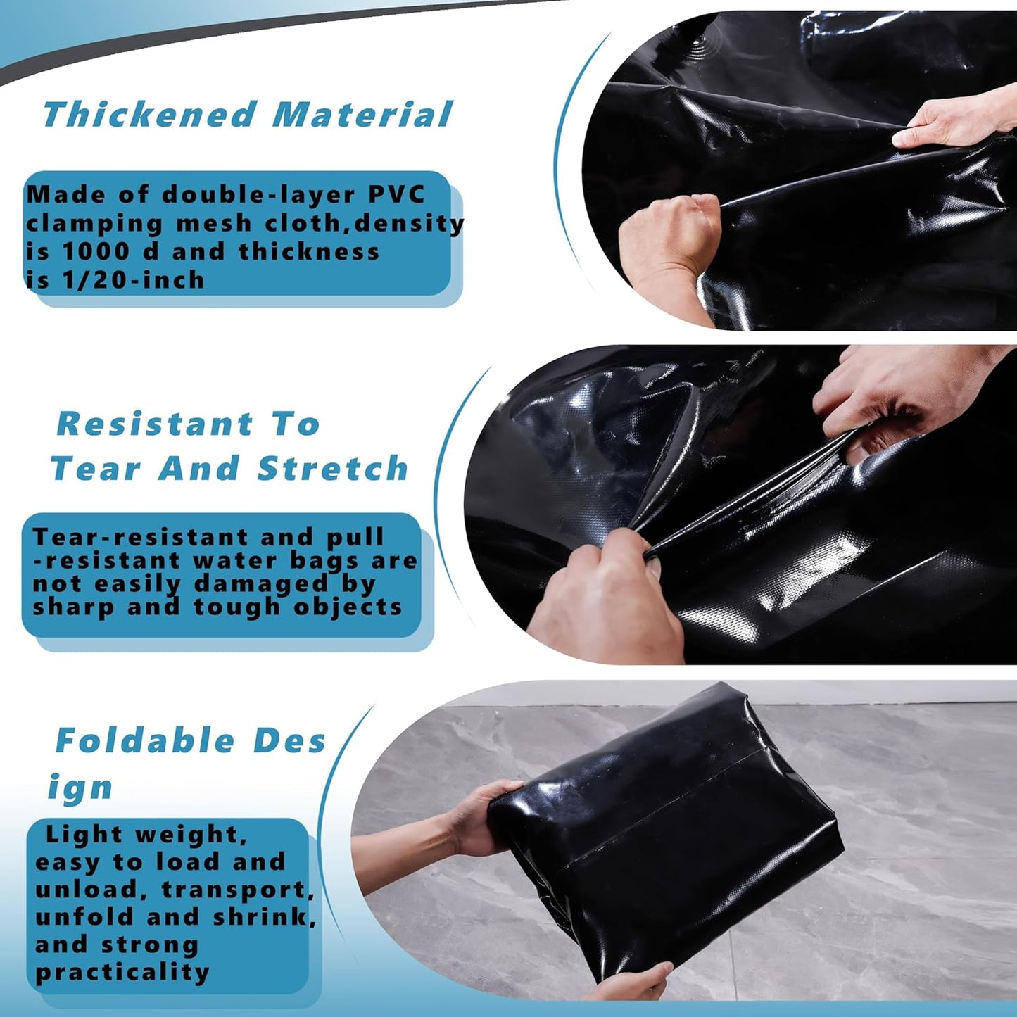 113 L/30 Gal Water Bladder Tank, Foldable Portable Water Storage Container, Emergency Water Bag for RV, Truck Bed, Fire Prevention, Drought Resistance, Black