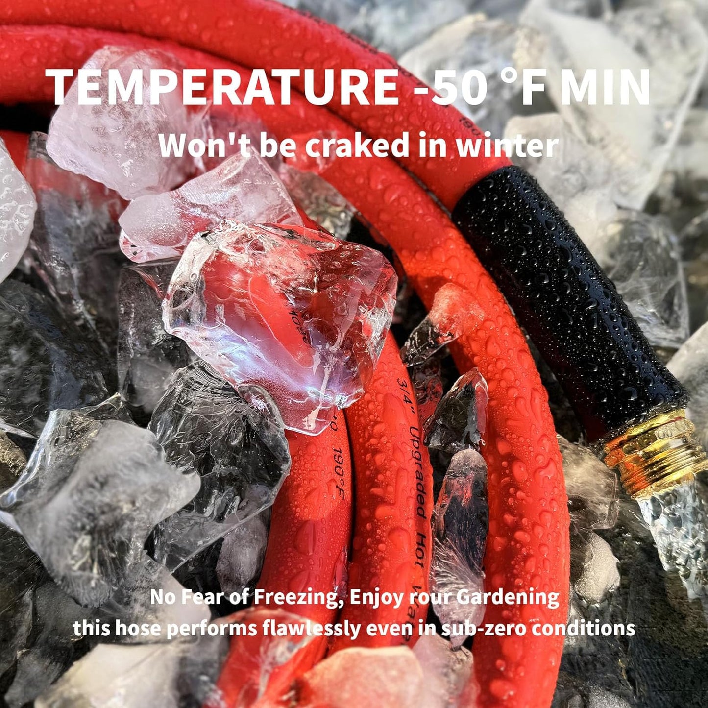 Garden Hose 150 ft x 5/8” Hot/Cold Heavy Duty Water Hose,-50°F to 190°F,Burst 600Psi Flexible Upgraded Rubber Hoses,3/4” Solid Fittings for All-weather Outdoor Lawn & Garden