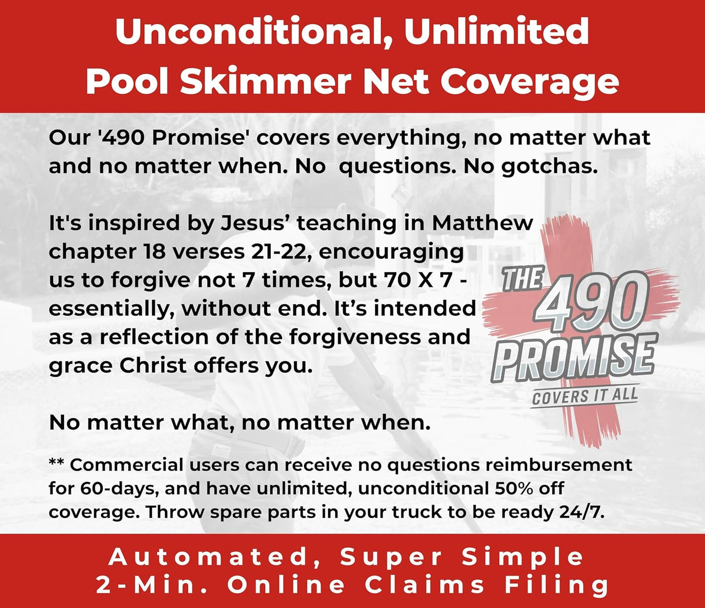 ProTuff 19" Fine Pool Nets for PROS – 6 Pack – “490 Promise” Unlimited, Unconditional Replacement - 3X Faster Than Vacuums – Wide Pool Skimmer Net with Deep Bag for Easy Maintenance of Leaves & Debris