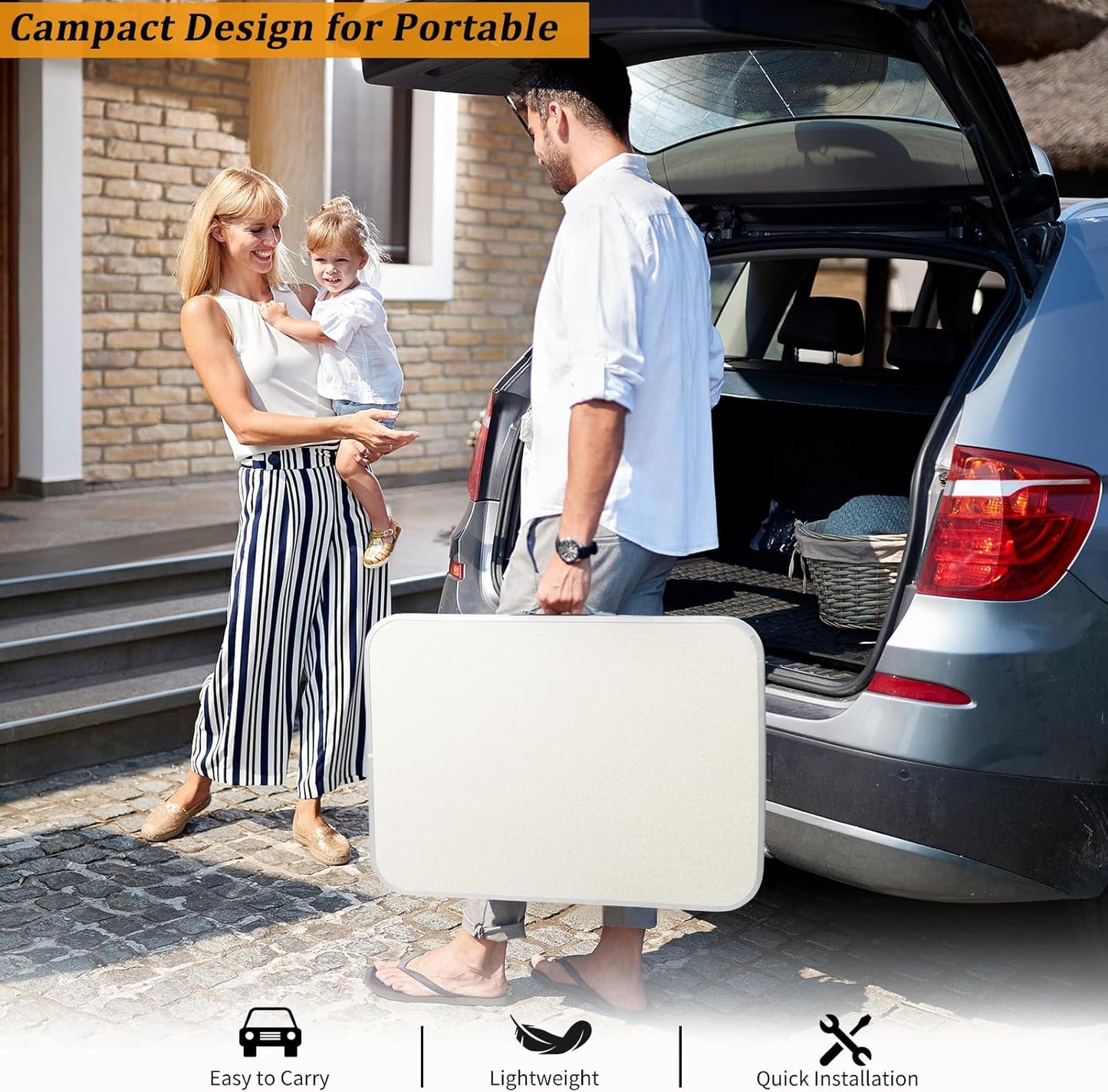 Outvita 2.3ft Portable Folding Camping Table, Outdoor Waterproof Picnic Table, Aluminum Lightweight Suitcase Foldable Table for Picnic BBQ Beach Dining