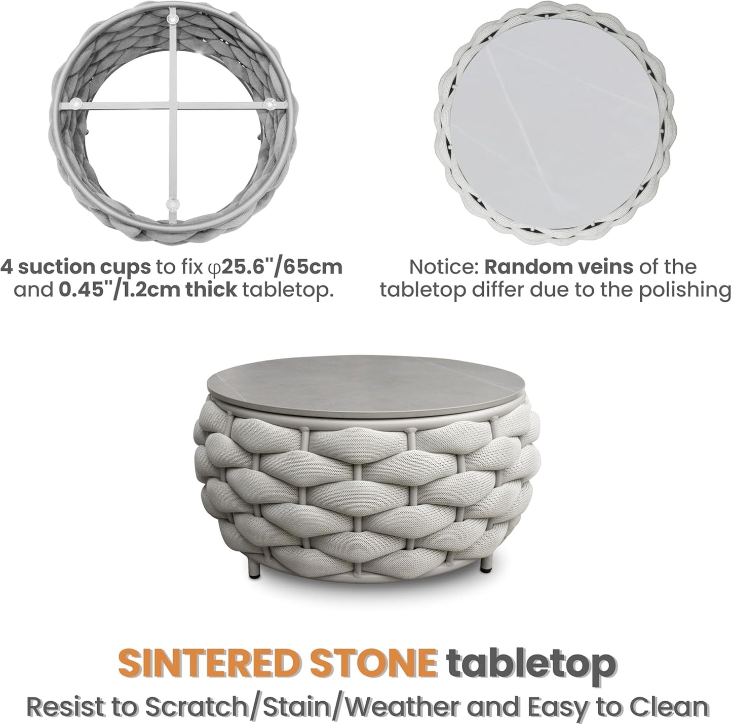 Patio Conversation Deck Furniture Sets: 6-Piece Aluminum Woven Rope Outdoor Sofa Set - Modern Cushions Couch Set - No Assembly Metal Porch Seating for Deck Yard Garden Lanai Pool Hotel Resort