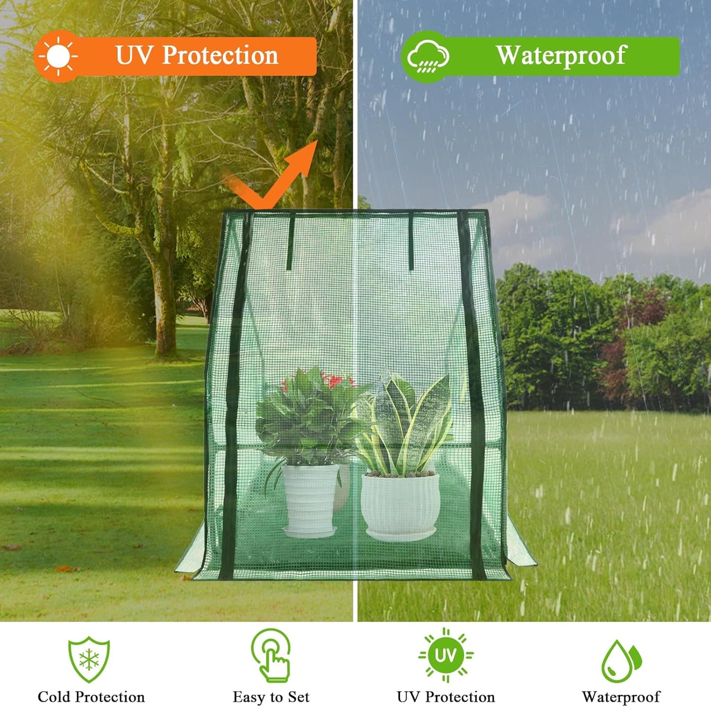 U'Artlines Portable Mini Greenhouse Small Green House with Waterproof Pad 36x36x42 Inch Plant Cover Tent for Garden Small Plants Indoor Outdoor, Green PE