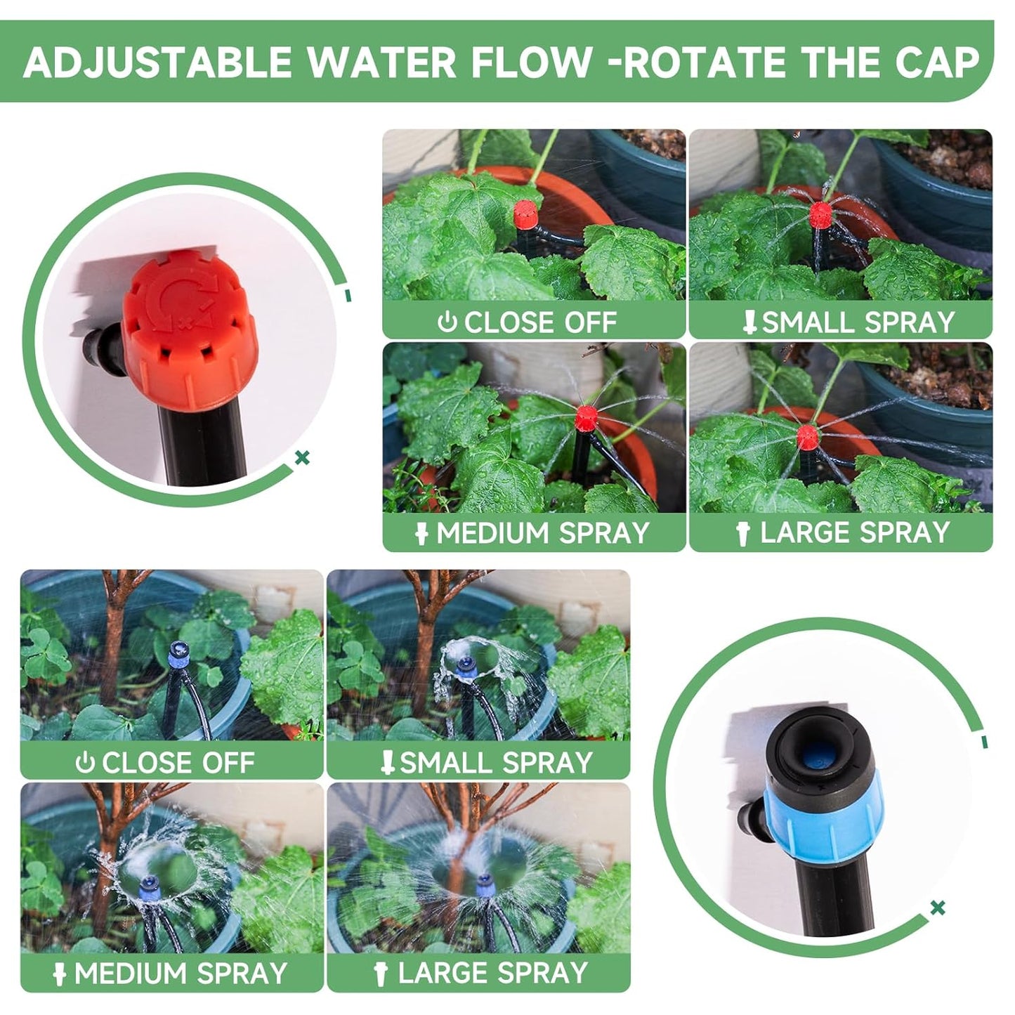 240FT Drip Irrigation System Kit, Automatic Garden Watering System for Plant, Greenhouse, Yard, Lawn, with 1/2 inch 1/4 inch Irrigation Tubing Hose and Accessories