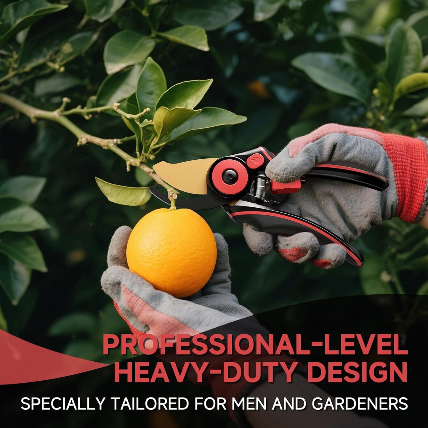 FLORA GUARD Professional Pruning Shears for Gardening, 20mm Clean Cut, SK5 Titanium-Coated Blade, Non-Stick Teflon Coating, Ergonomic TPR Handle, Garden Clippers for Men & Gardeners