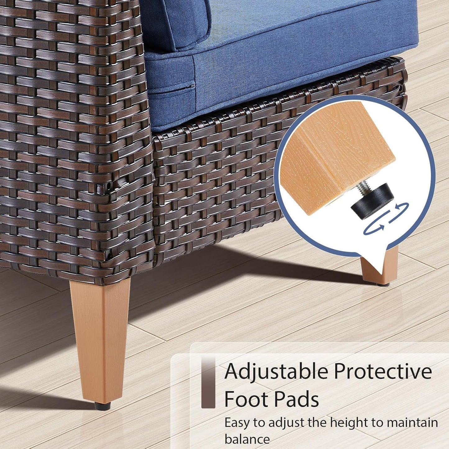 HUMMUH 8 Pieces Patio Furniture,Outdoor Modular Sectional Couch Swivel Rocking Chairs with Ottomans,All Weather PE Wicker Patio Conversation Sets for Garden Porch Backyard