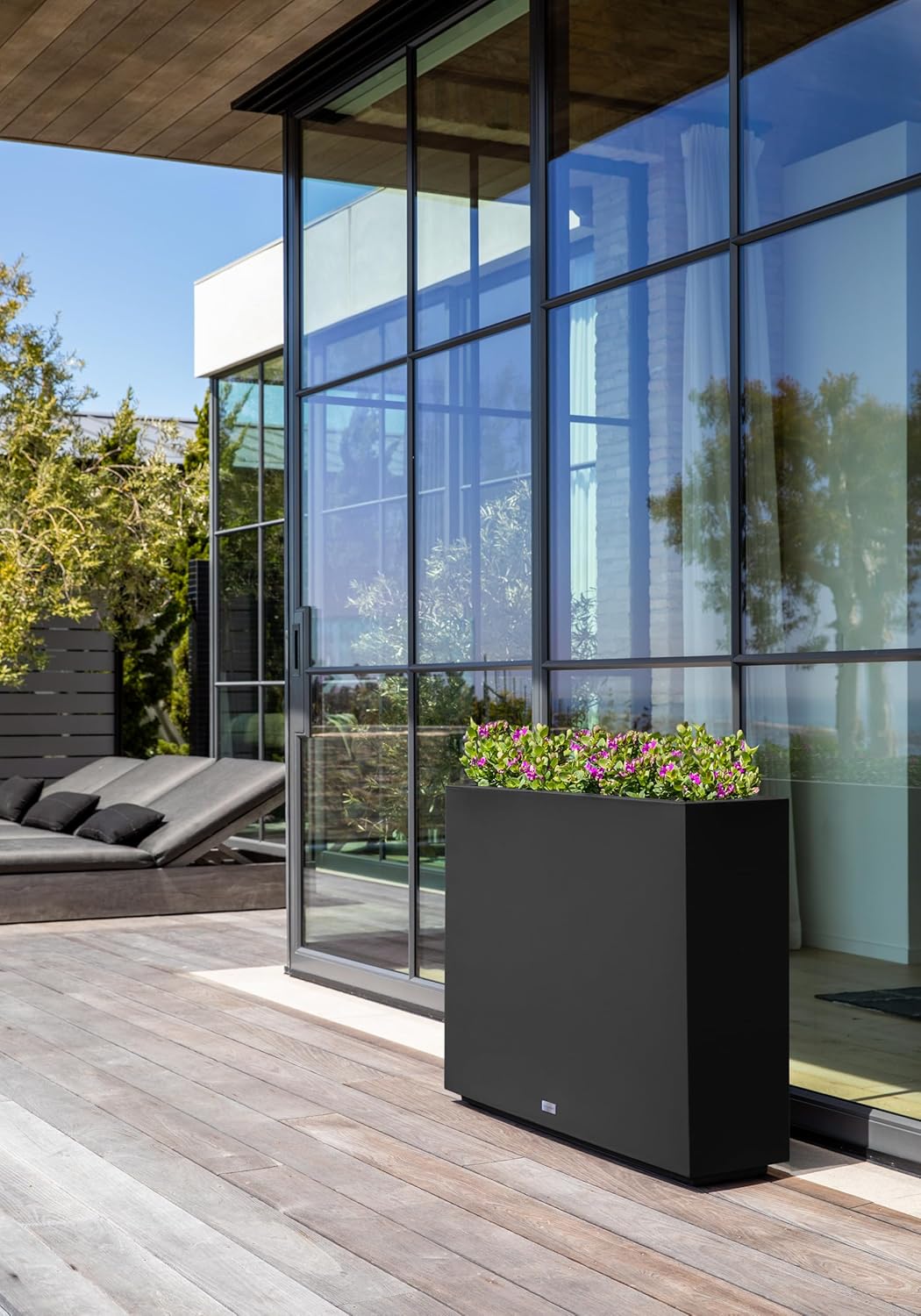 Veradek Block Series Span Plastic Planter - Tall Rectangular Planter for Indoor or Outdoor Patio/Porch | Durable All-Weather with Removable Insert Bucket | Modern Design for Plants, Flowers(2 Pack)