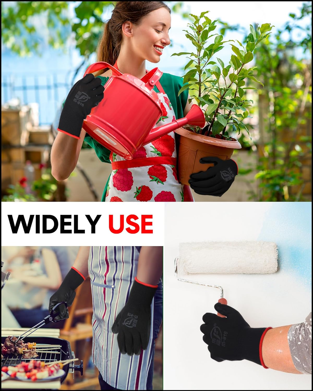 Nuogo 24 Pairs Gardening Gloves for Men Women Rubber Coated Landscaping Work Gloves Safety Work Construction