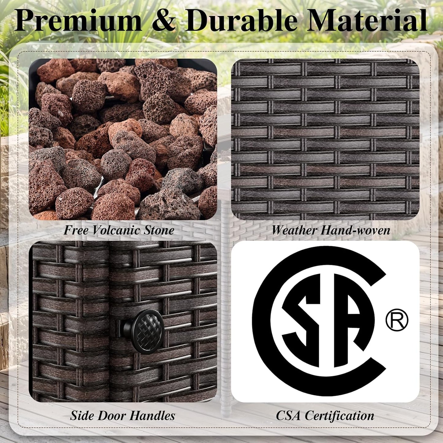 HUMMUH Patio Furniture Set with Fire Pit,Outdoor Modular Sectional Couch Loveseat Chairs with Table,All Weather PE Wicker Patio Conversation Sets for Deck Porch Backyard