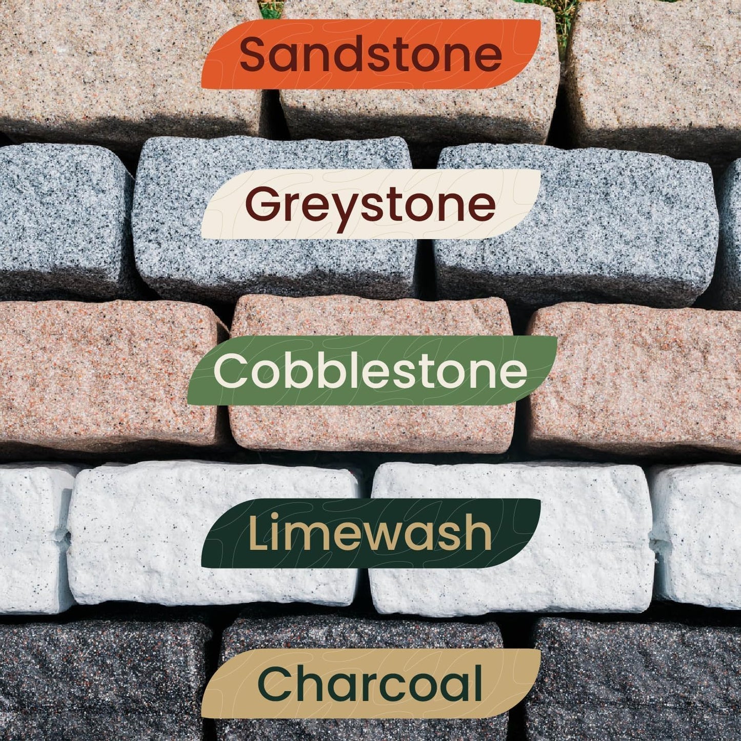 Beuta Landscape Edging | Garden Edging Border | Faux Stone Blocks for Lawn Edging, Flower Beds & Yard Edging – 1 Pack | Each Section Has 6 Blocks 48" L x 4" W x 6.5" H | 2 Spikes | Cobblestone