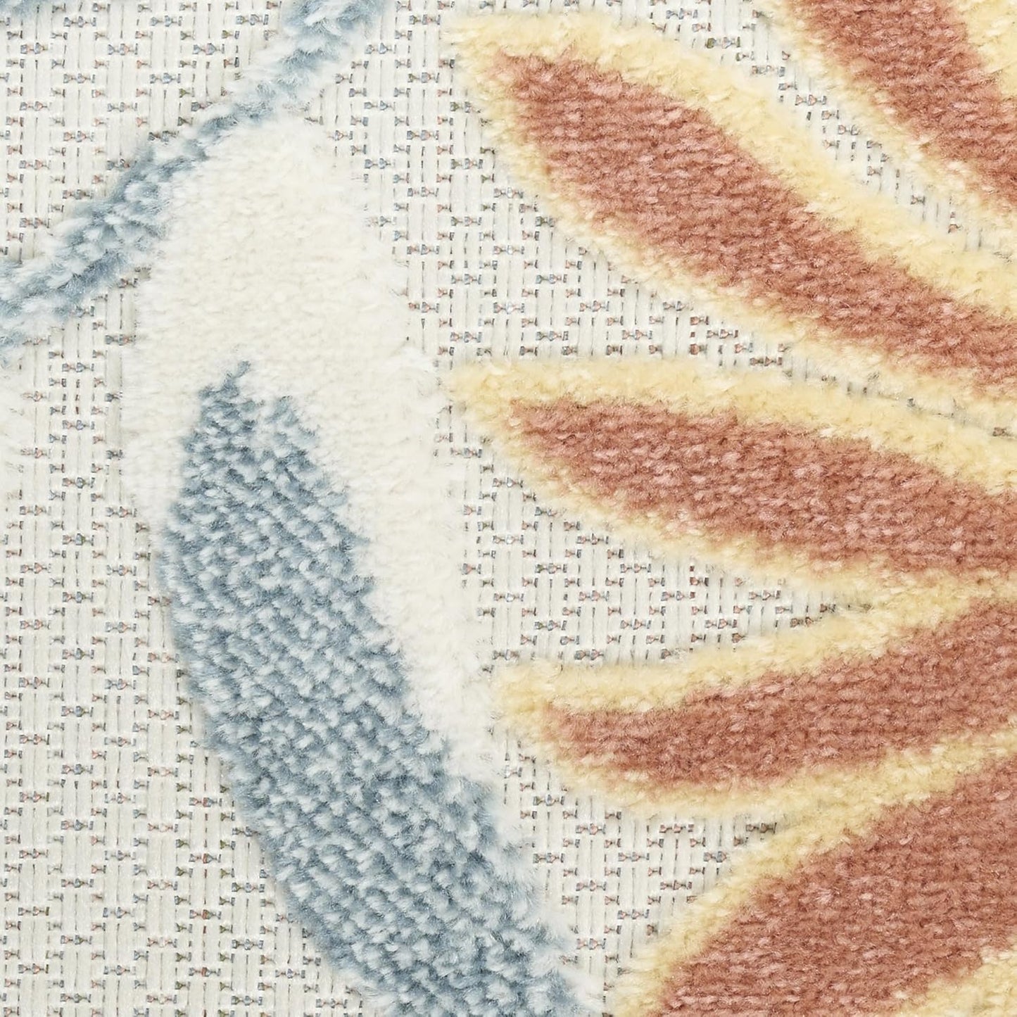 Nourison Aloha Ivory Rose 9' x 12' Area Rug - Easy Clean, Non Shedding, Bed Room, Living Room, Dining Room, Kitchen (9' x 12')