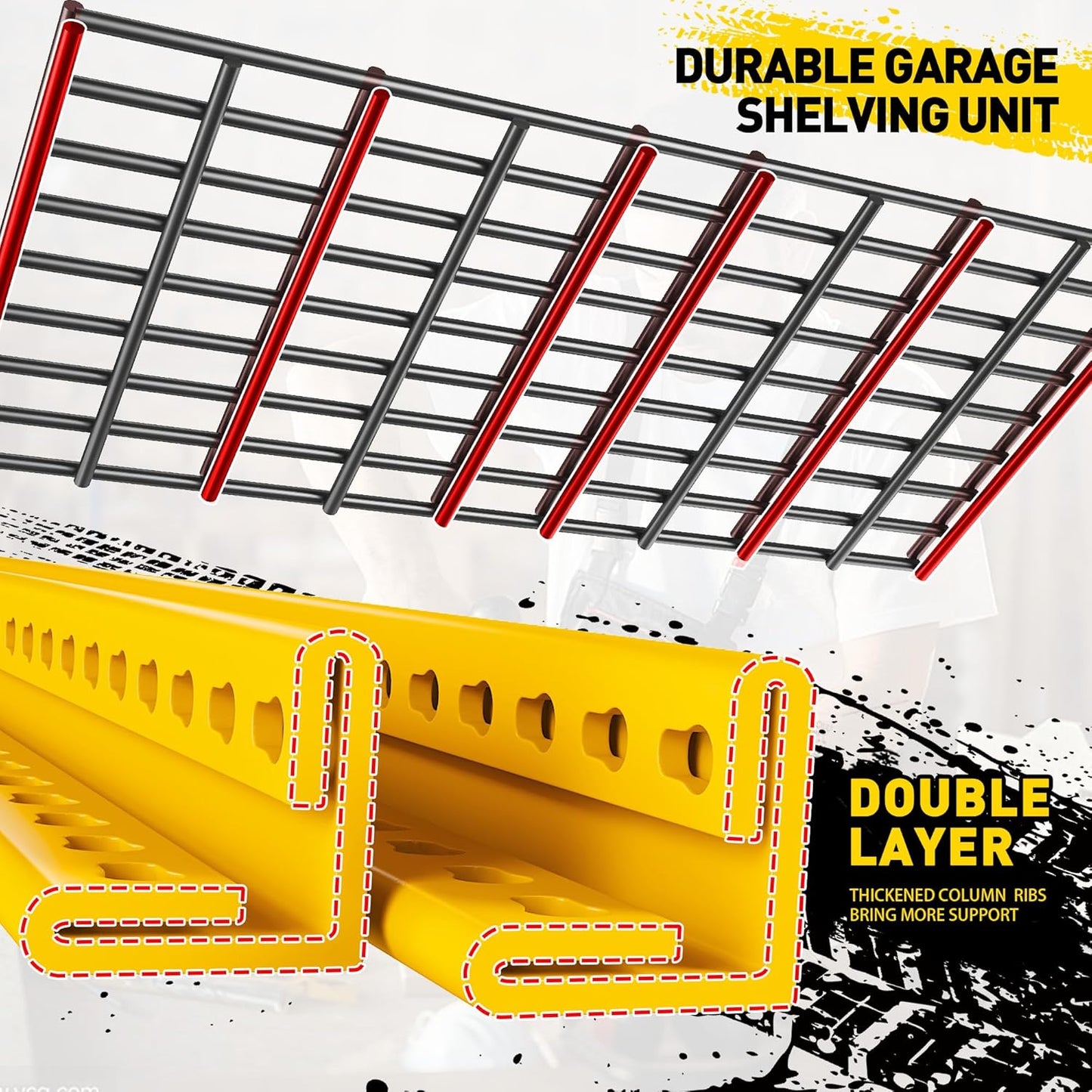 REIBII Garage Shelving Load 3000LBS, 5-Tier Storage Shelves, Adjustable Heavy Duty Metal Shelving Unit for Pantry, Basement, Warehouse, 72" H x 36" W x 16" D H, 3PC