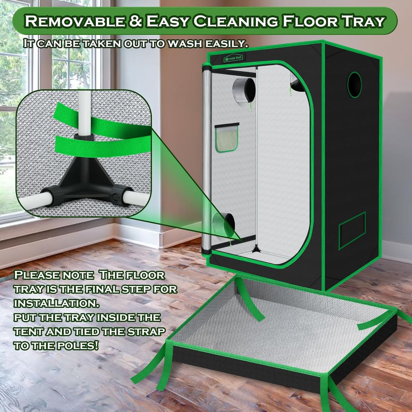 Grow Tent for Plants Indoor 48"x48"x78" Mylar Hydroponic Grow Tents Indoor Grow Room for Plant Fruit Flower Veg with Observation Window & Removable Waterproof Floor Tray