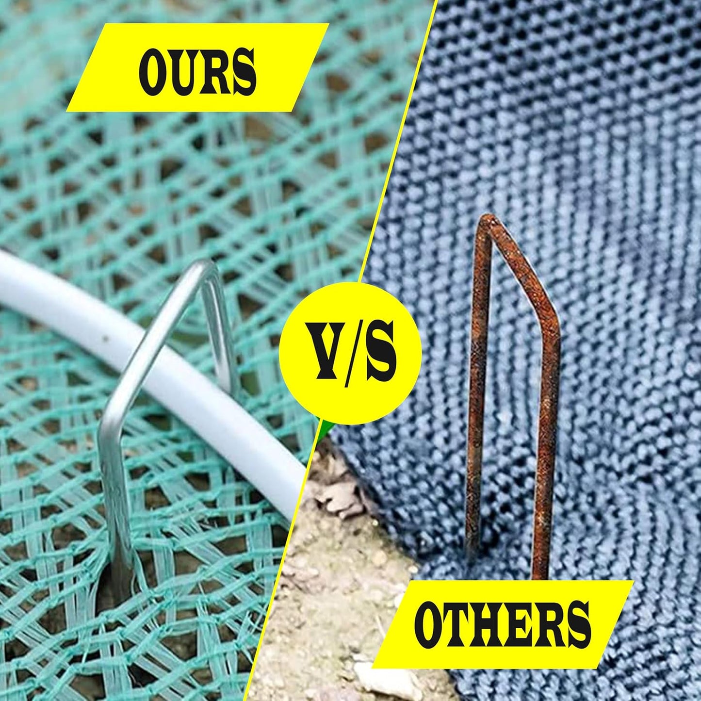 375 Pack x 6 Inch Landscape Staples Galvanised, Fabric Pins, 11 Gauge, Garden Staples, Tent Stakes, Fabric Pins for Lawn, Fence, Tent, Decoration, Weed Barrier, Outdoor. (375 x 6in)