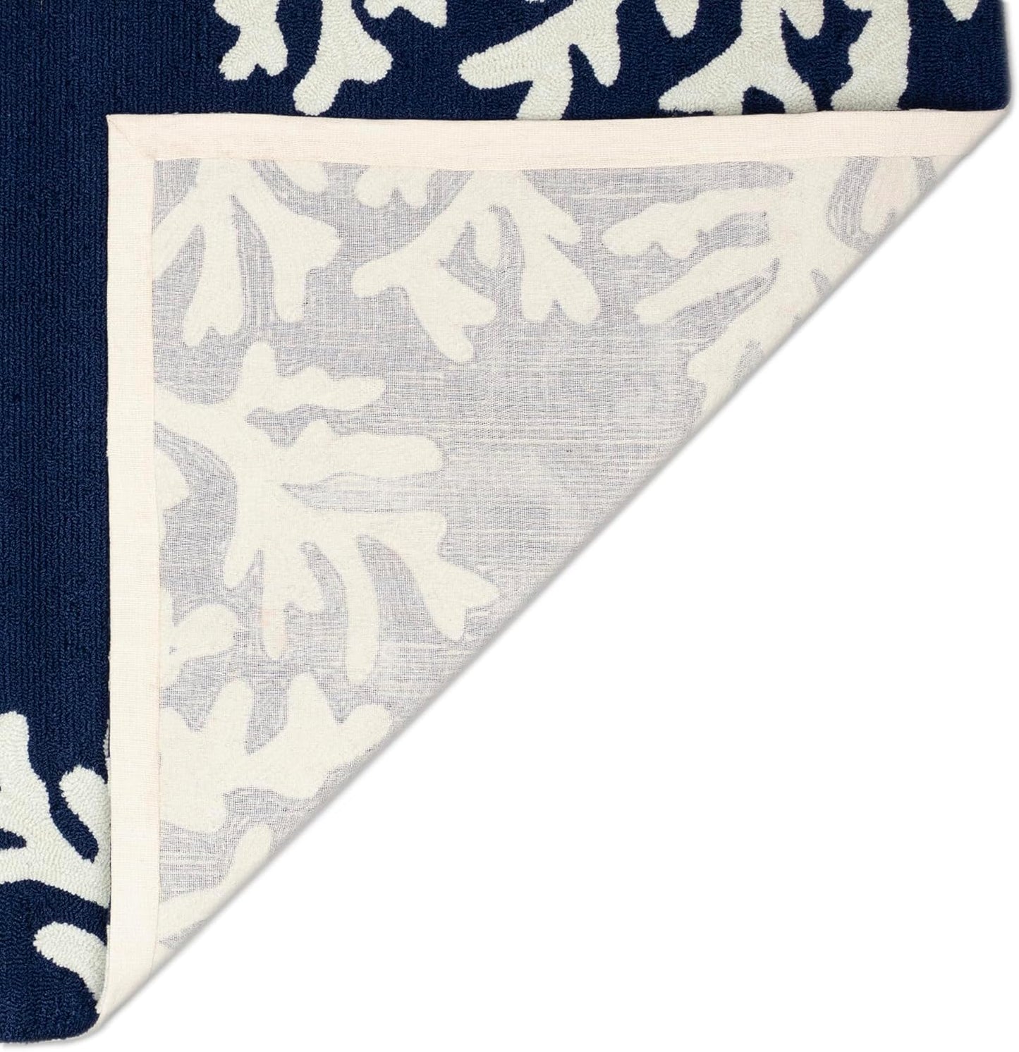 Liora Manne Capri Coastal Coral Border Navy Indoor/Outdoor Rug, 3'6" x 5'6'