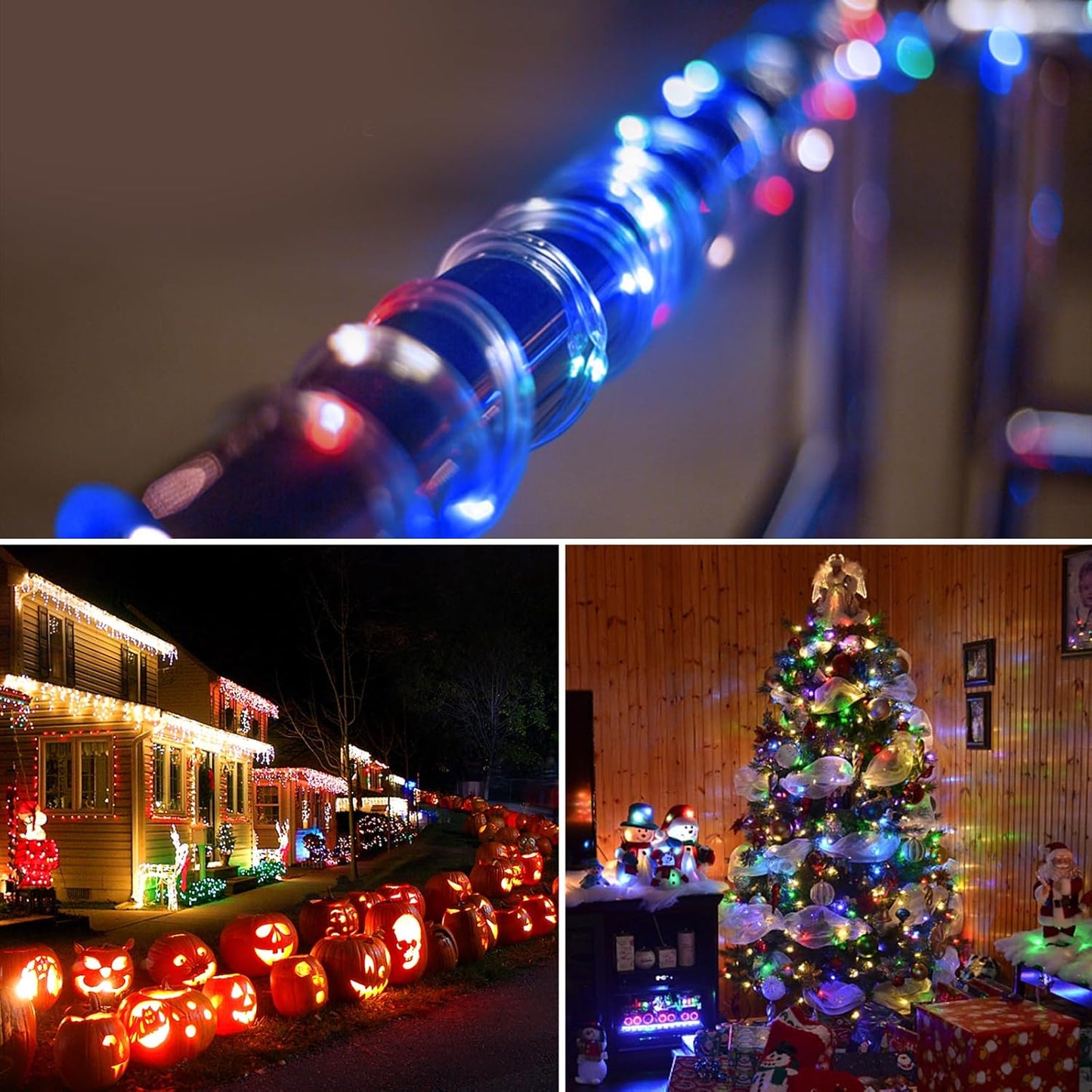 RGBW LED Rope Lights Outdoor with USB Powered, 33Ft 100 LED String Lights Indoor with Remote, 20 Color Changing Fairy Lights for Outside Garden Party Wedding Christmas