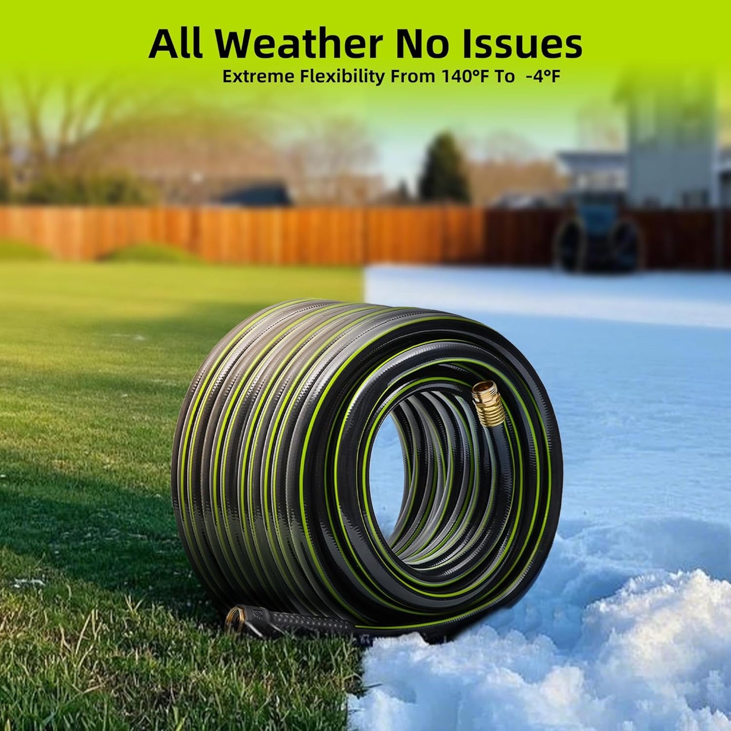 Worth Leader Garden Hose 3/4 in. x 50 ft. -No Kink, Flexible, Leakproof, Male/Female -Heavy Duty Durable 5 Layers PVC Rubber Lightweight Water Pipe for Gardening, Agriculture & Lawn Care -500PSI Burst