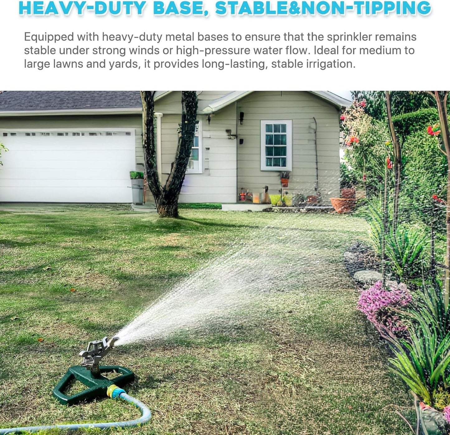 Metal Impact Sprinklers for Yard, 2 Pack, Heavy Duty Adjustable Lawn Sprinkler with 360° Coverage, Water up to 5,800 Sq. Ft, Durable Metal Base for Medium to Large Yards, Yard&Areas